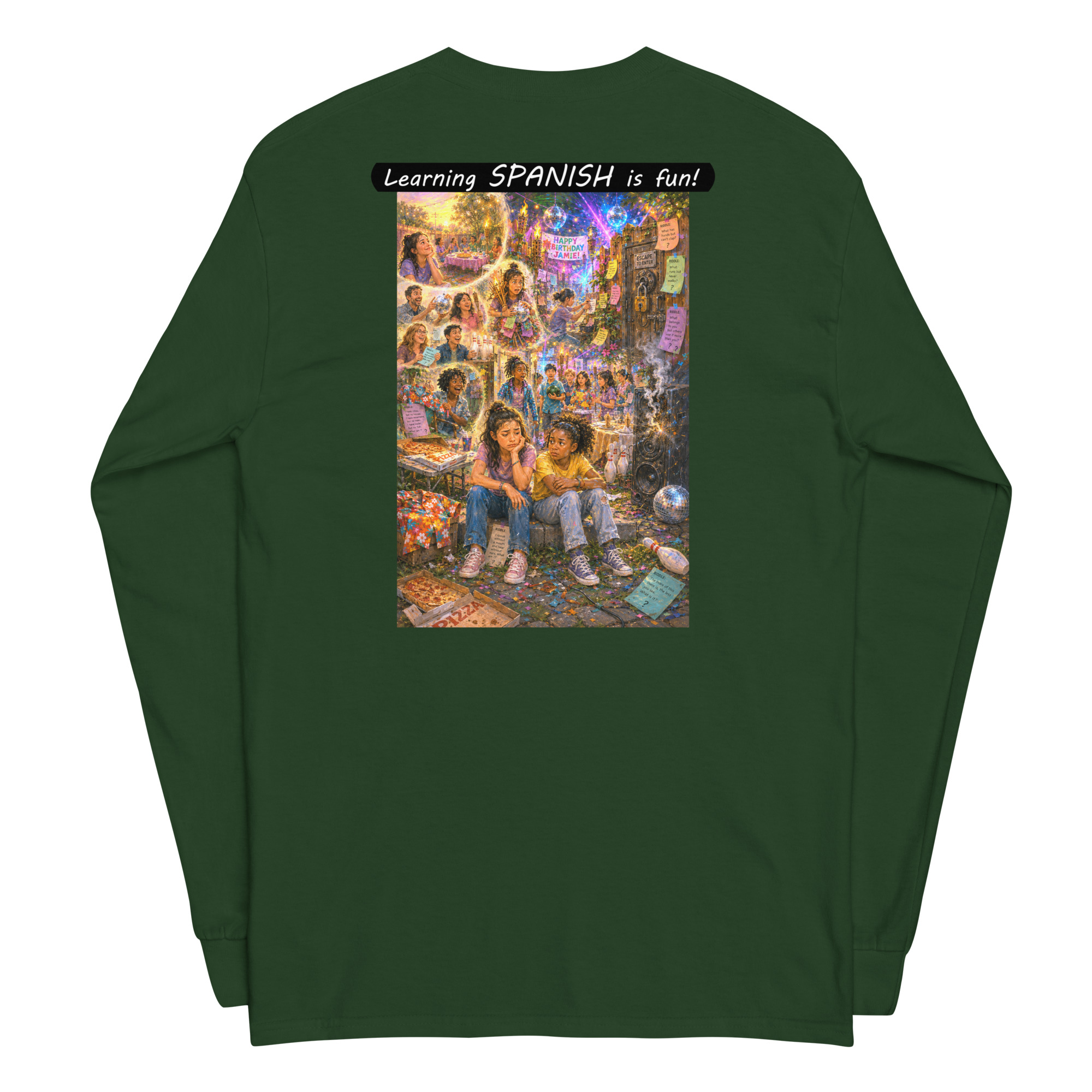 Unisex Long Sleeve Shirt - Learning SPANISH is fun! - The Surprise Party - Image 29
