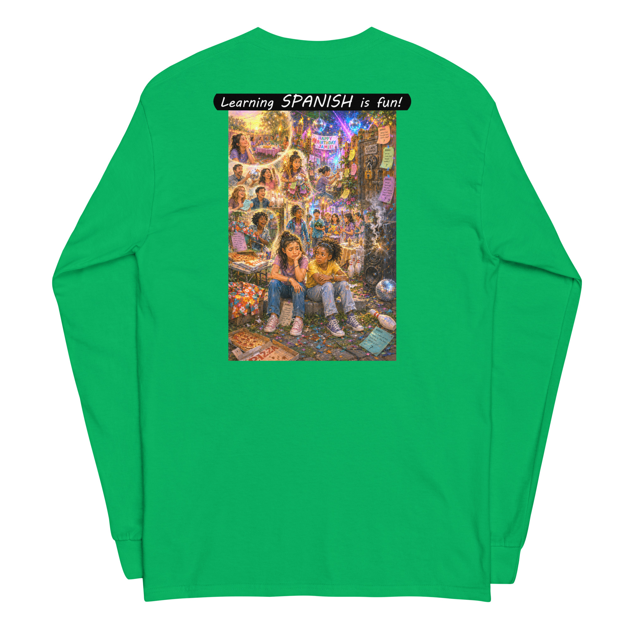 Unisex Long Sleeve Shirt - Learning SPANISH is fun! - The Surprise Party - Image 8