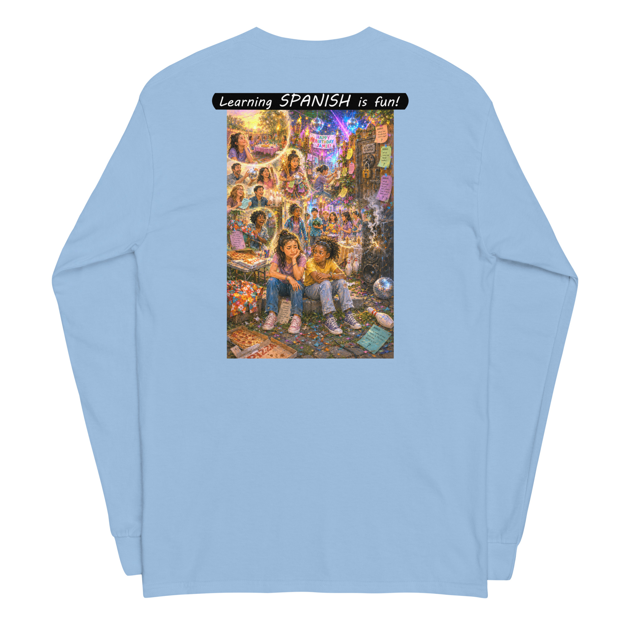 Unisex Long Sleeve Shirt - Learning SPANISH is fun! - The Surprise Party - Image 10