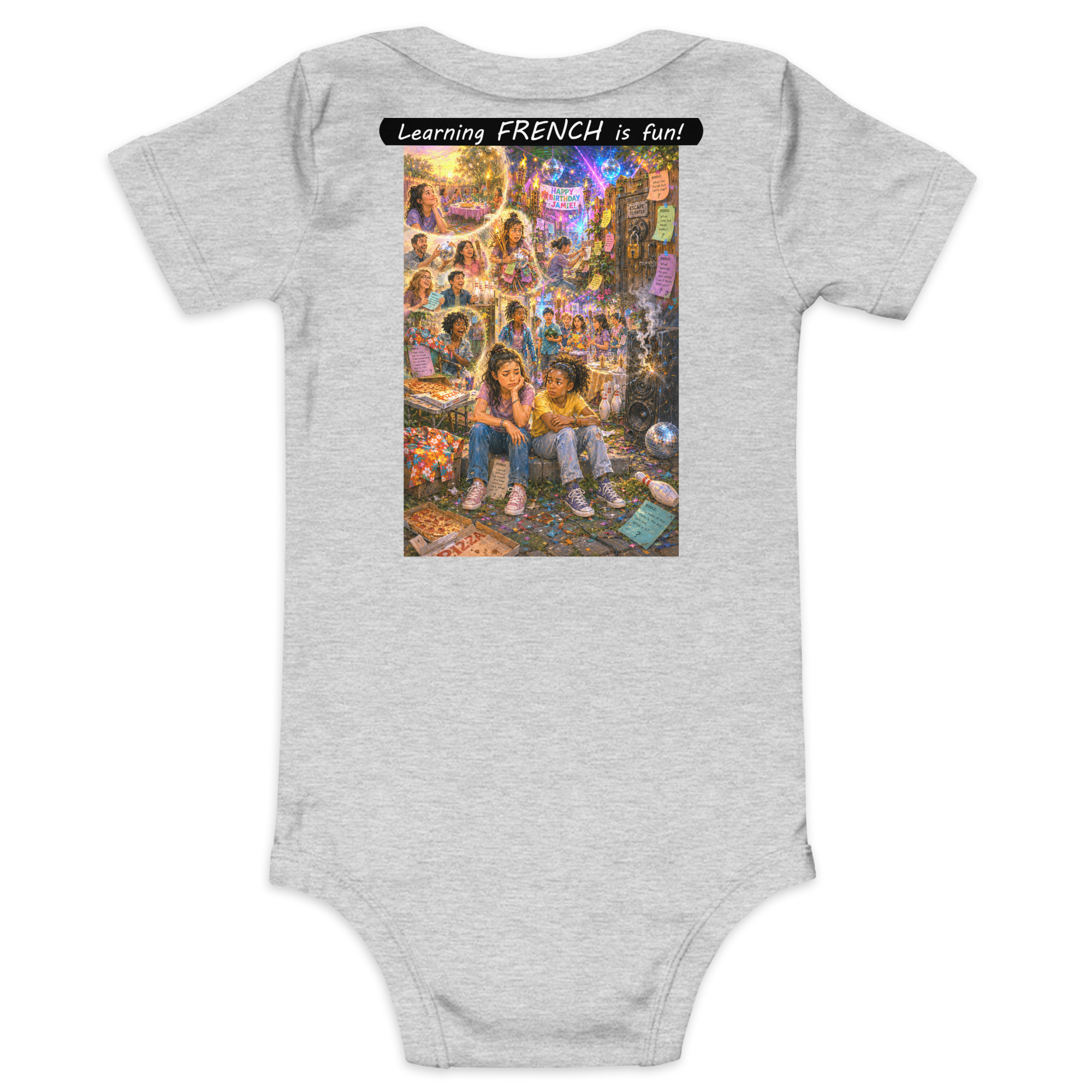 Baby Short Sleeve One Piece - Learning FRENCH is fun! - The Surprise Party - Image 17