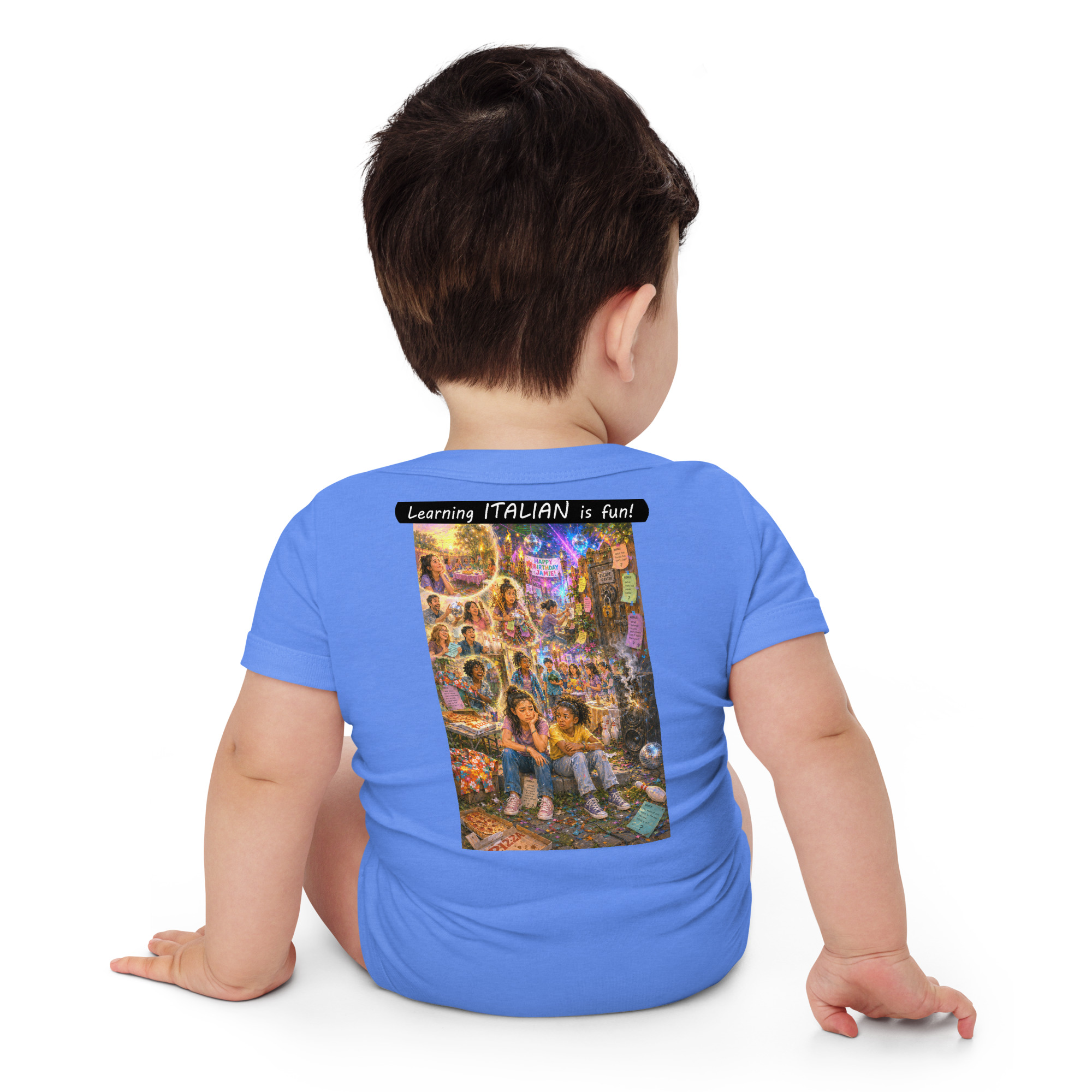 Baby Short Sleeve One Piece - Learning ITALIAN is fun! - The Surprise Party - Image 14