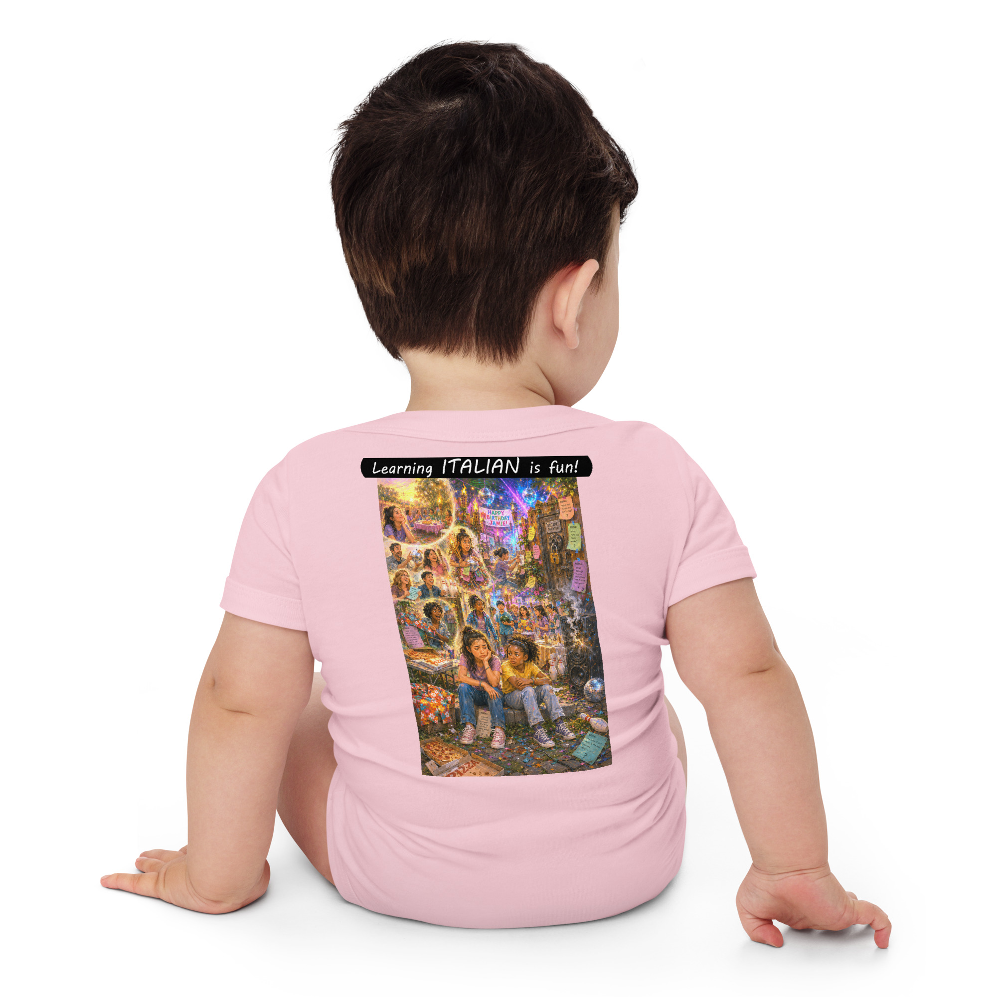 Baby Short Sleeve One Piece - Learning ITALIAN is fun! - The Surprise Party - Image 24