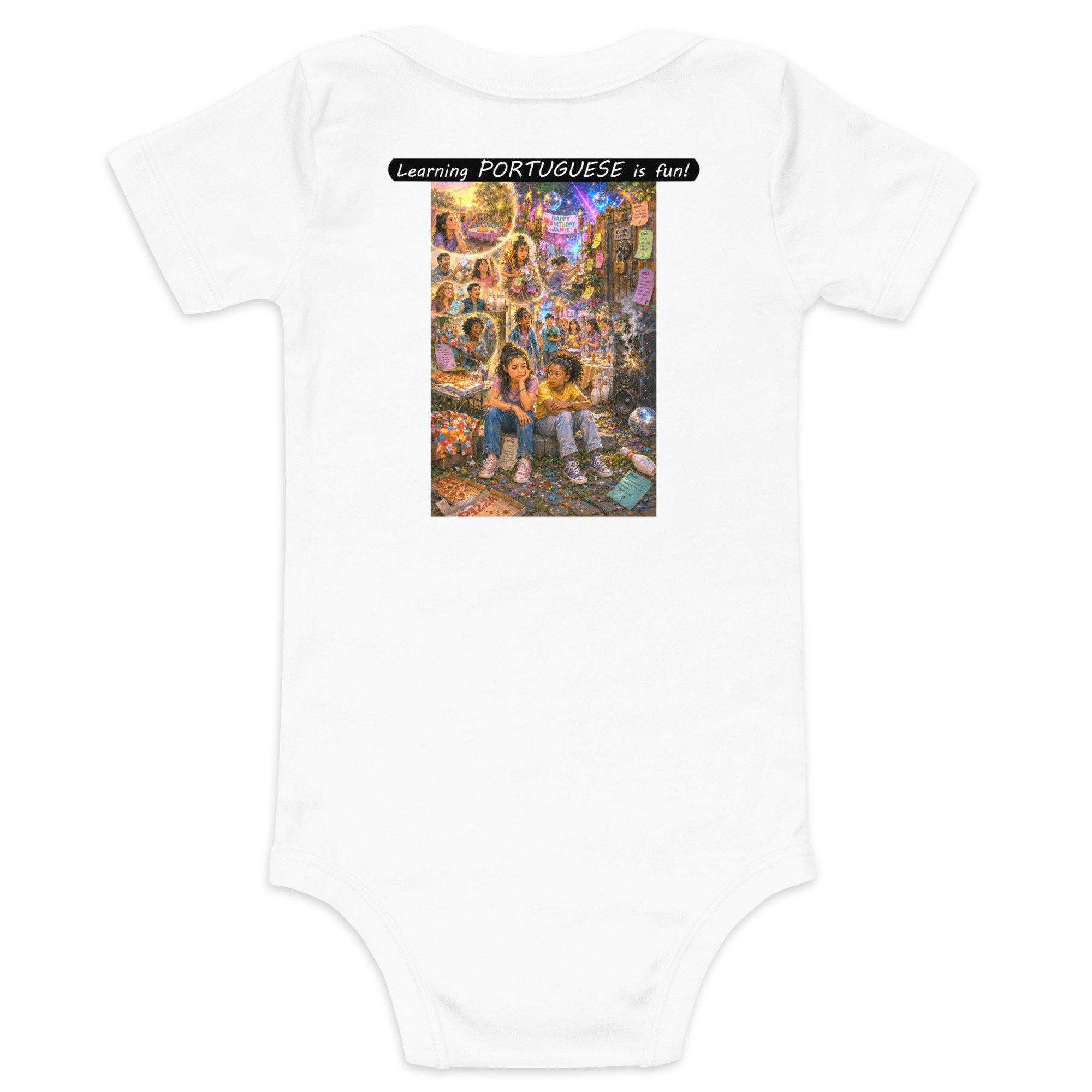 Baby Short Sleeve One Piece - Learning PORTUGUESE is fun! - The Surprise Party - Image 32