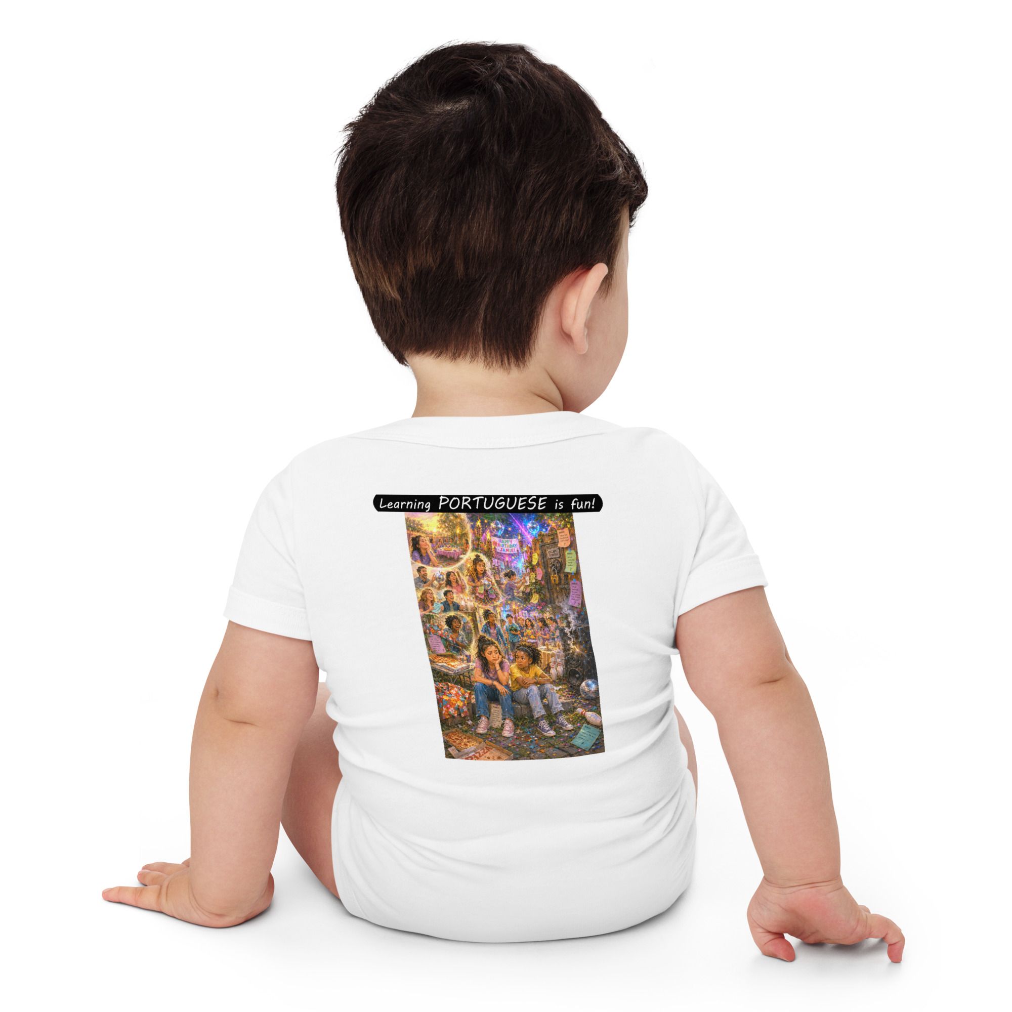 Baby Short Sleeve One Piece - Learning PORTUGUESE is fun! - The Surprise Party - Image 34