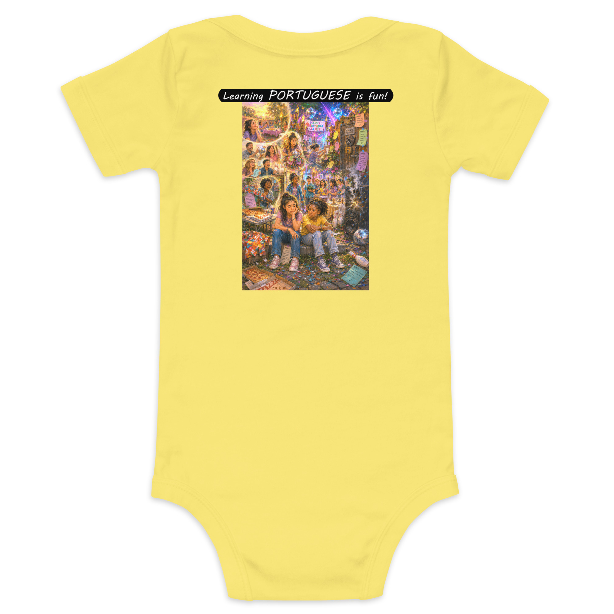 Baby Short Sleeve One Piece - Learning PORTUGUESE is fun! - The Surprise Party - Image 27