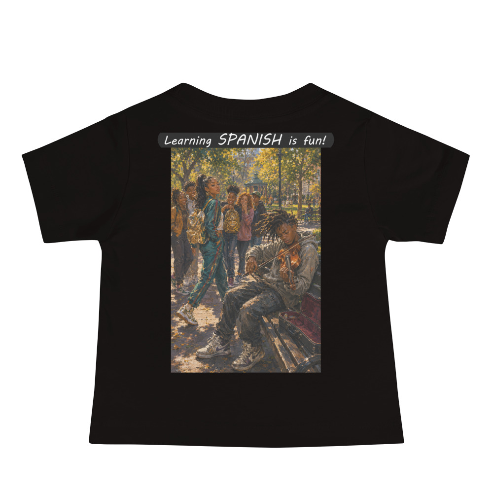 Baby Jersey Short Sleeve Tee - Learning SPANISH is fun! - The Spotlight - Image 2