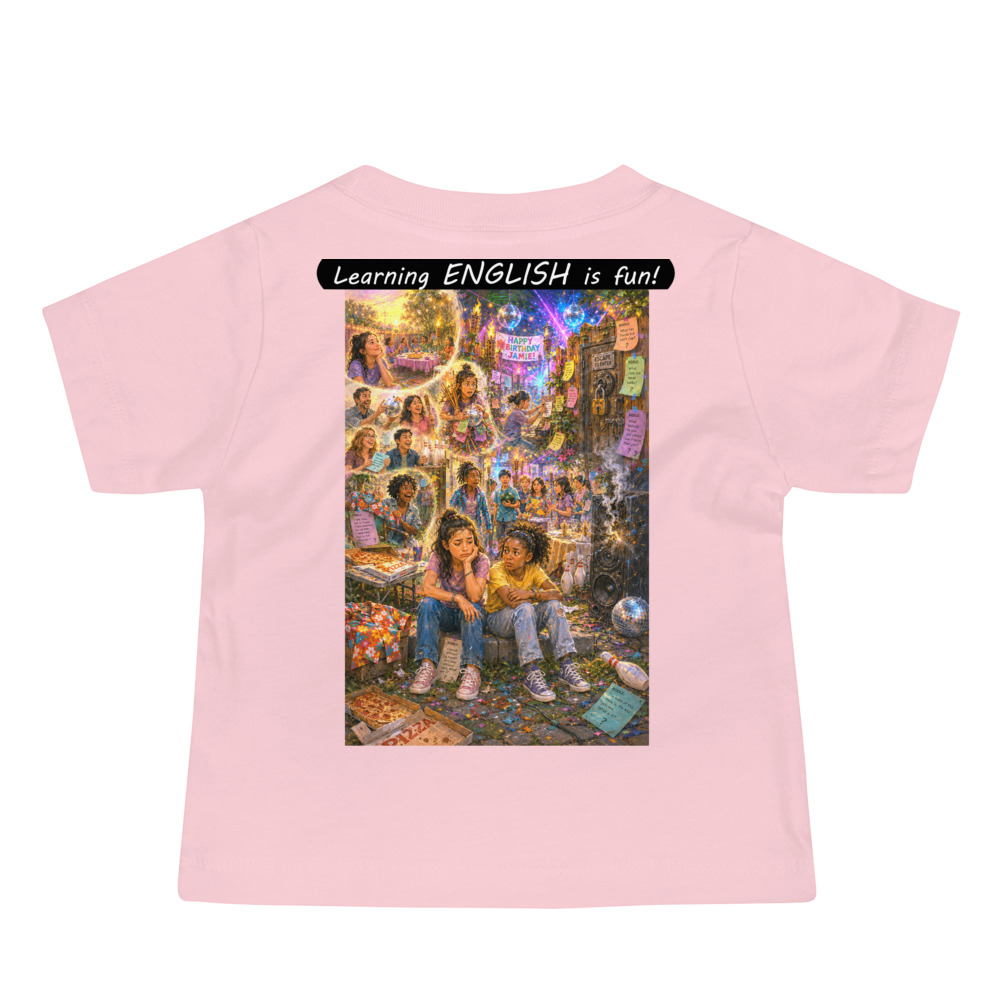 Baby Jersey Short Sleeve Tee - Learning ENGLISH is fun! - The Surprise Party - Image 1