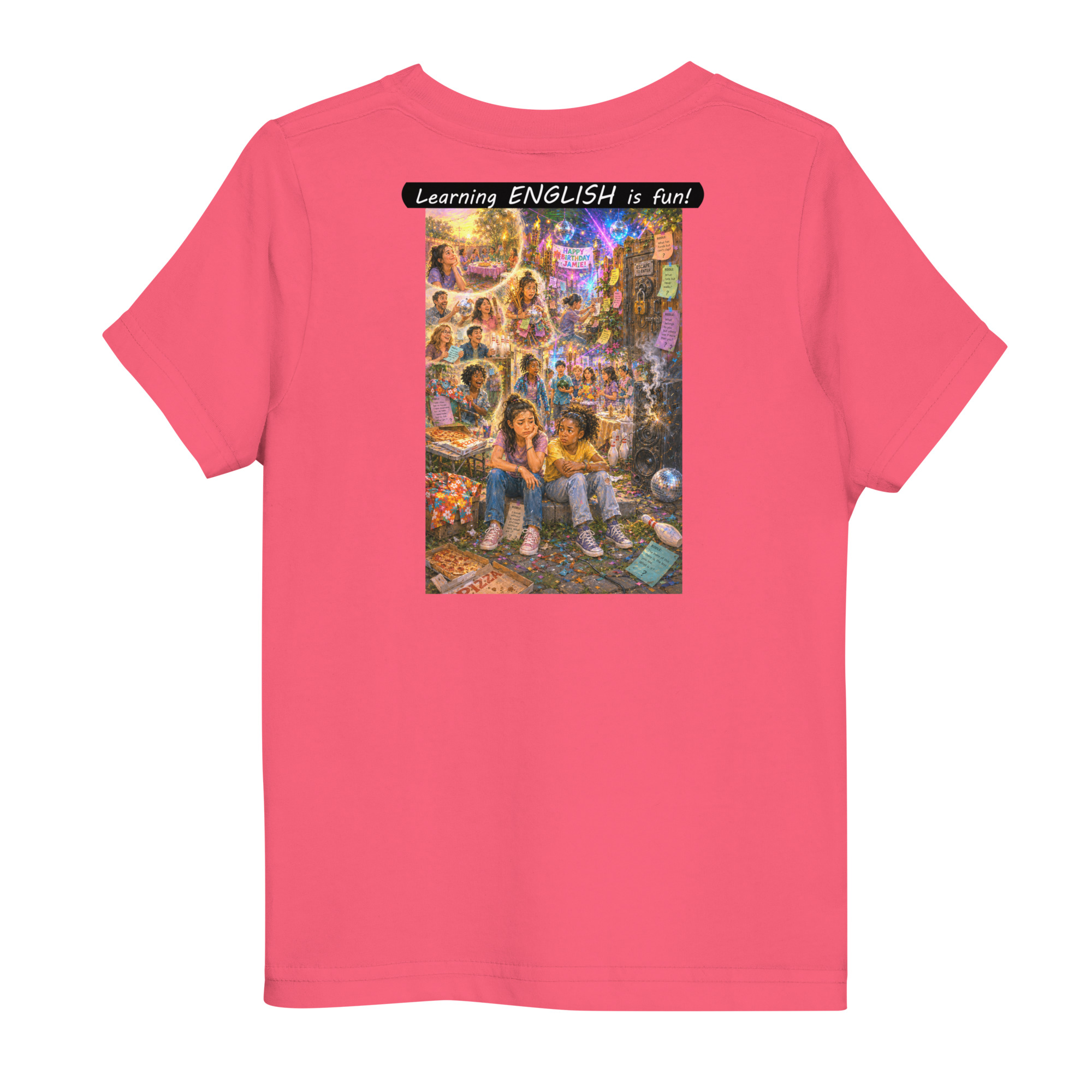 Toddler Jersey T-Shirt - Learning ENGLISH is fun! - The Surprise Party - Image 11