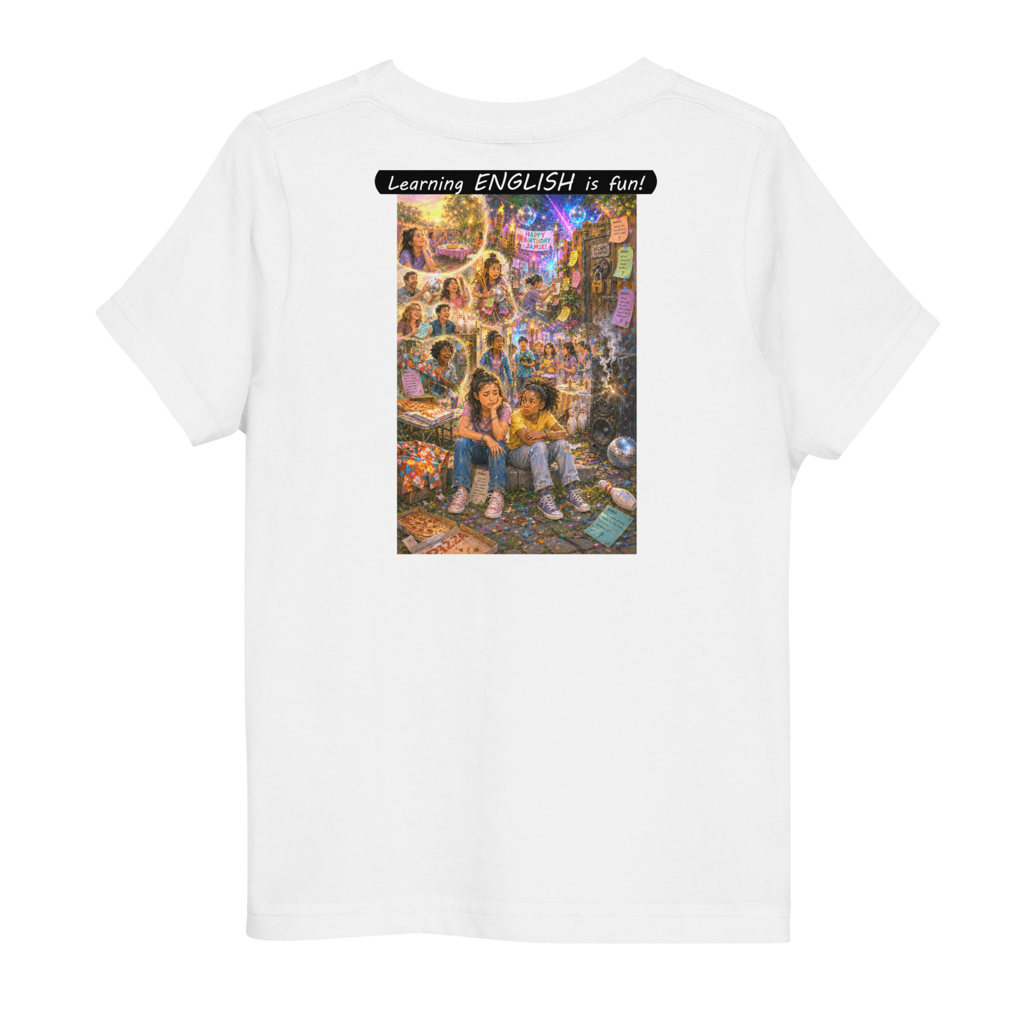 Toddler Jersey T-Shirt - Learning ENGLISH is fun! - The Surprise Party - Image 4