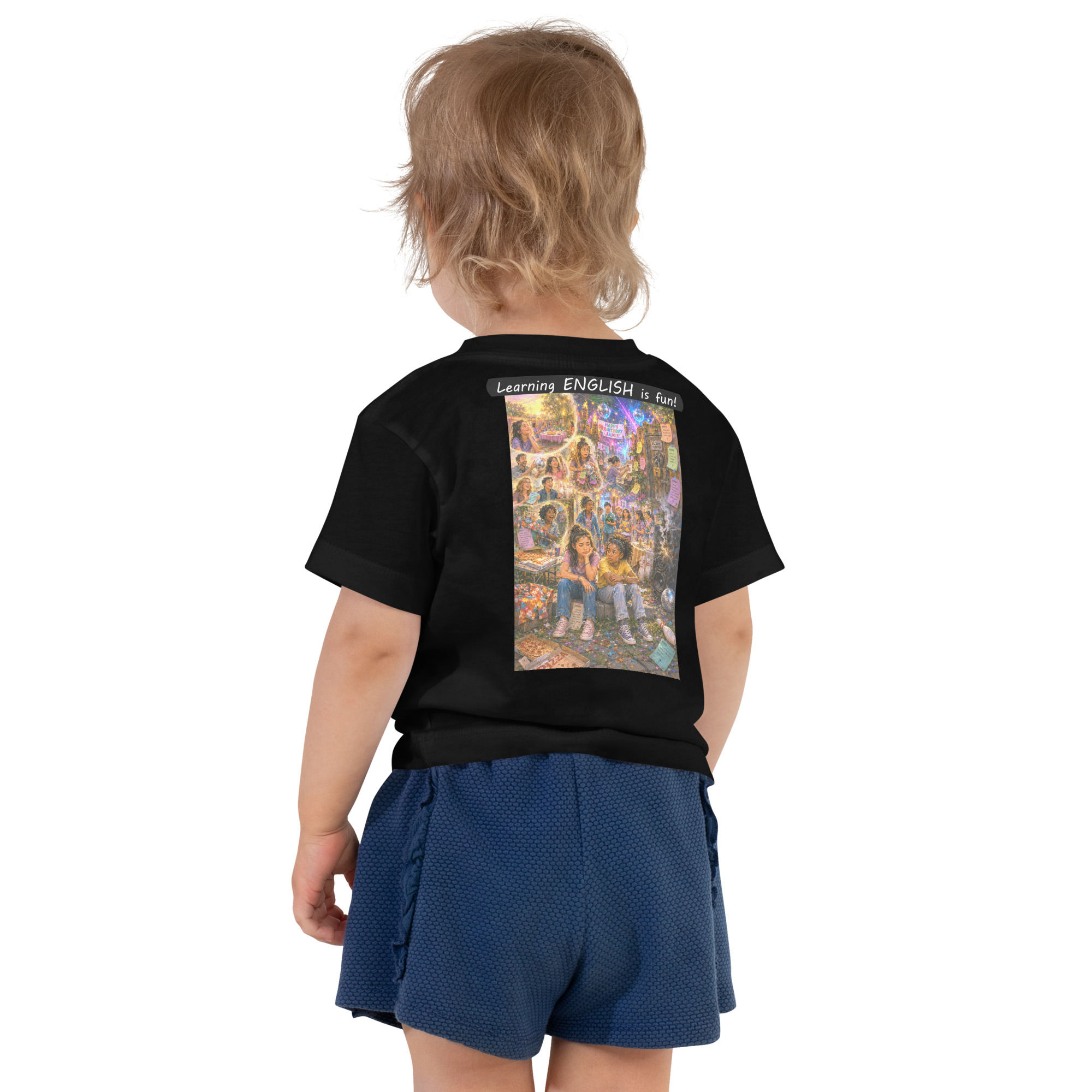 Toddler Short Sleeve Tee - Learning ENGLISH is fun! - The Surprise Party - Image 16