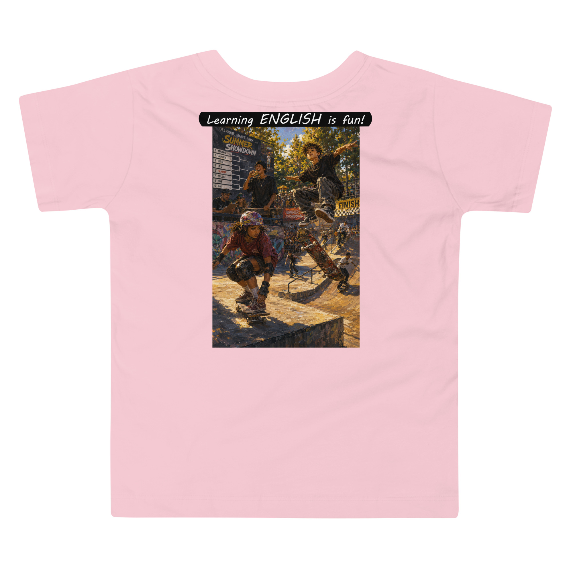 Toddler Short Sleeve Tee - Learning ENGLISH is fun! - The Summer Showdown - Image 3