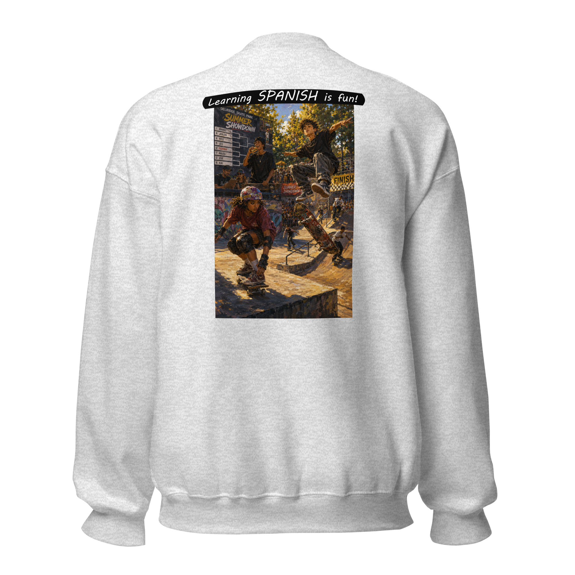 Unisex Crew Neck Sweatshirt - Learning SPANISH is fun! - The Summer Showdown - Image 13
