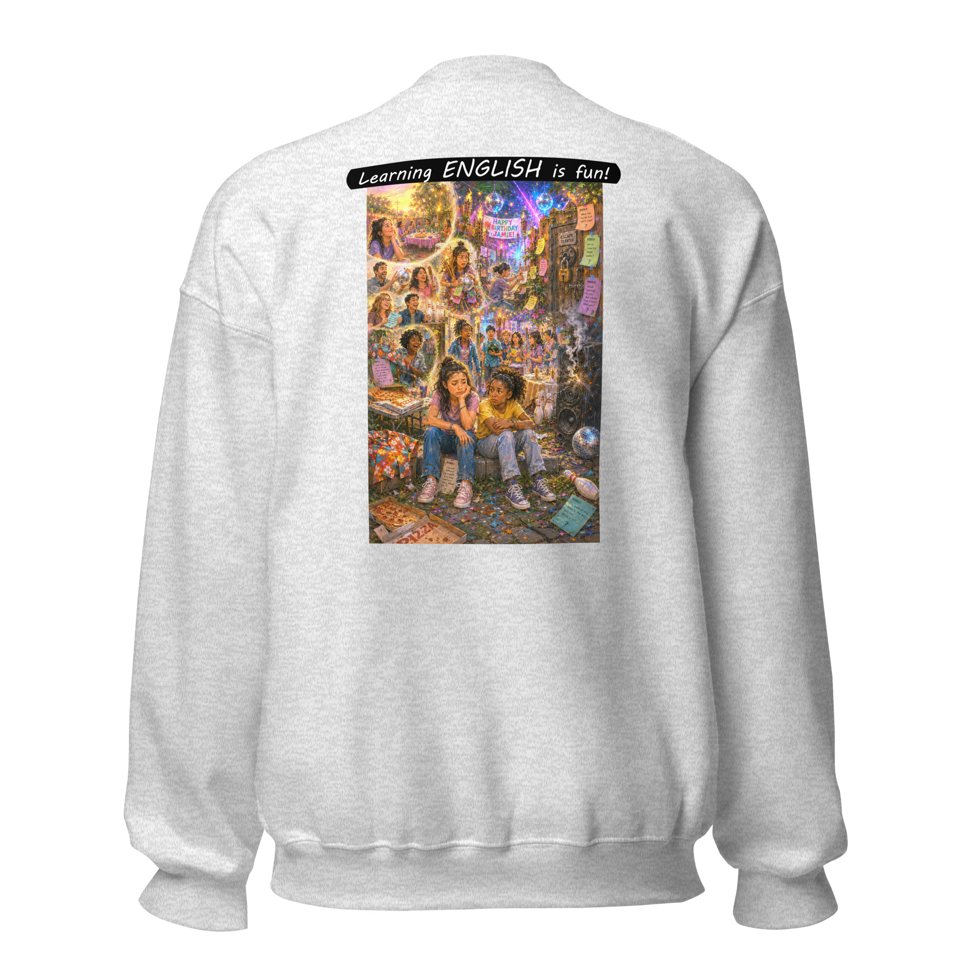 Unisex Crew Neck Sweatshirt - Learning ENGLISH is fun! - The Surprise Party - Image 43