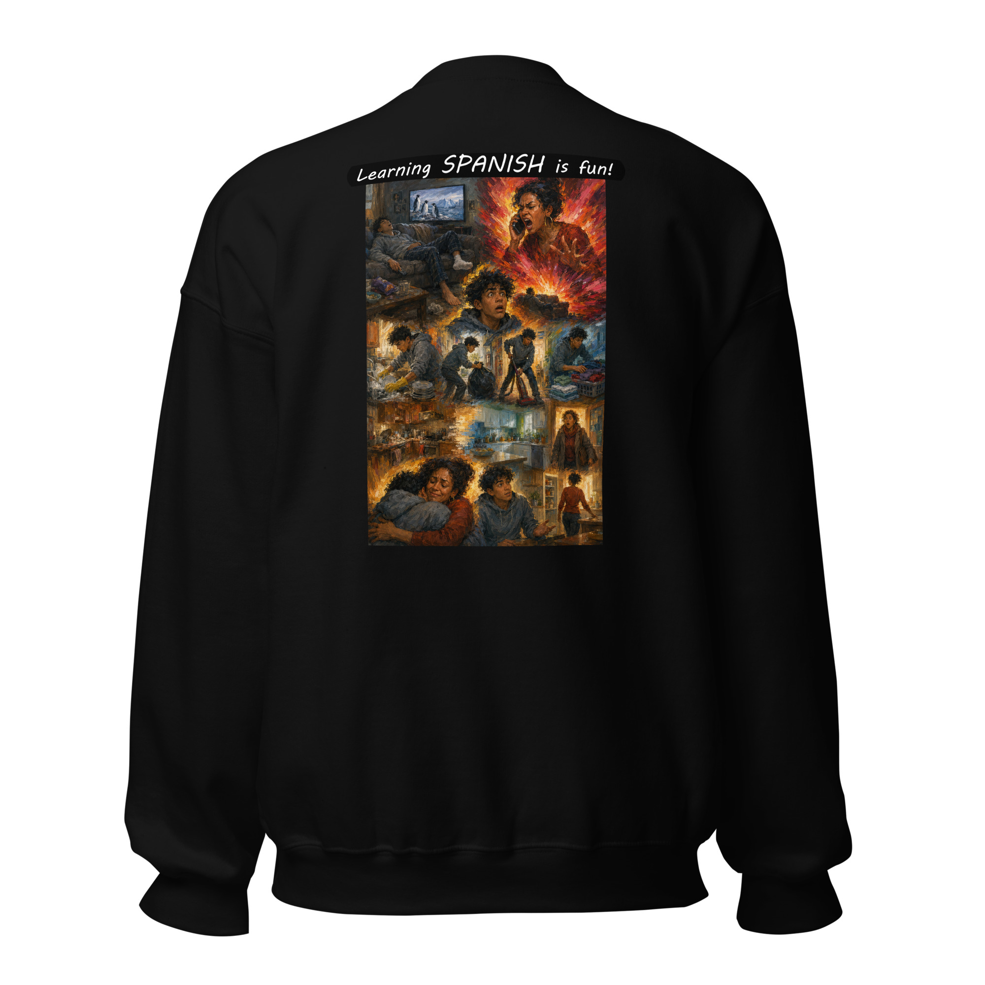 Unisex Crew Neck Sweatshirt - Learning SPANISH is fun! - Your Mama - Image 4
