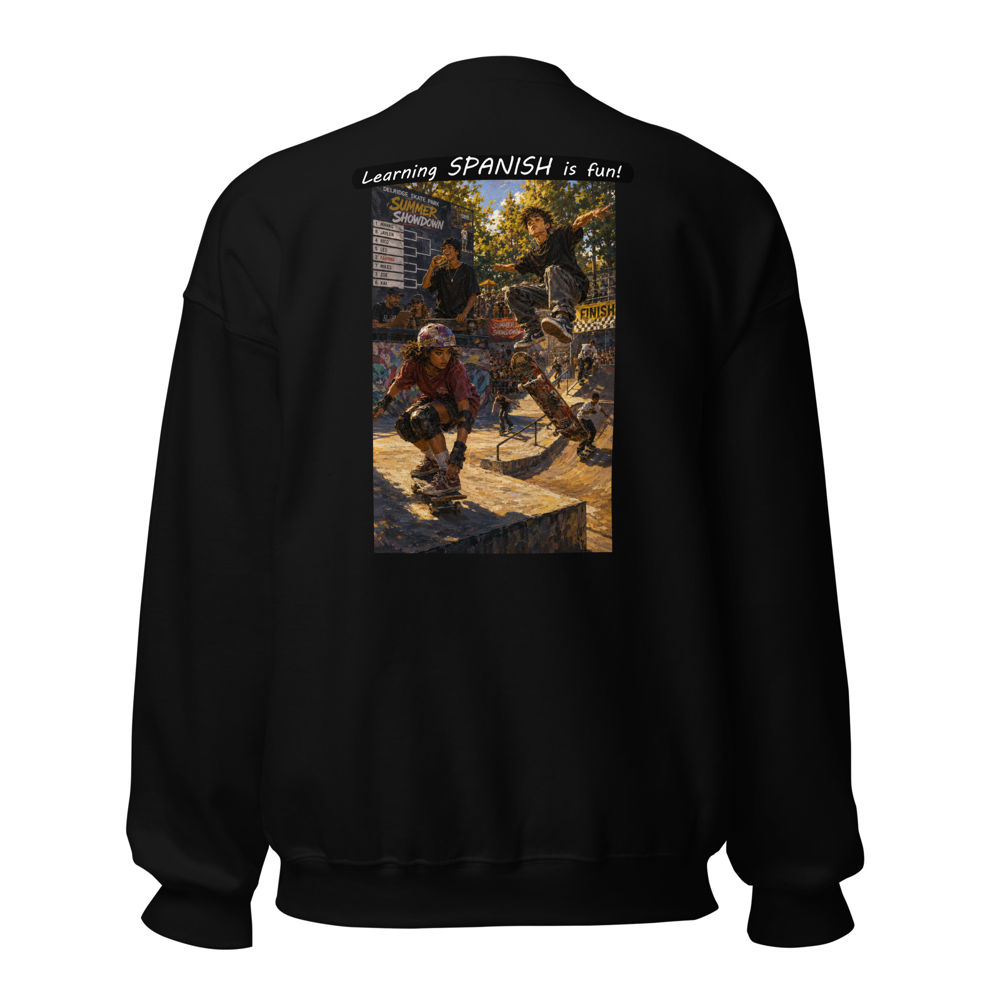 Unisex Crew Neck Sweatshirt - Learning SPANISH is fun! - The Summer Showdown - Image 1