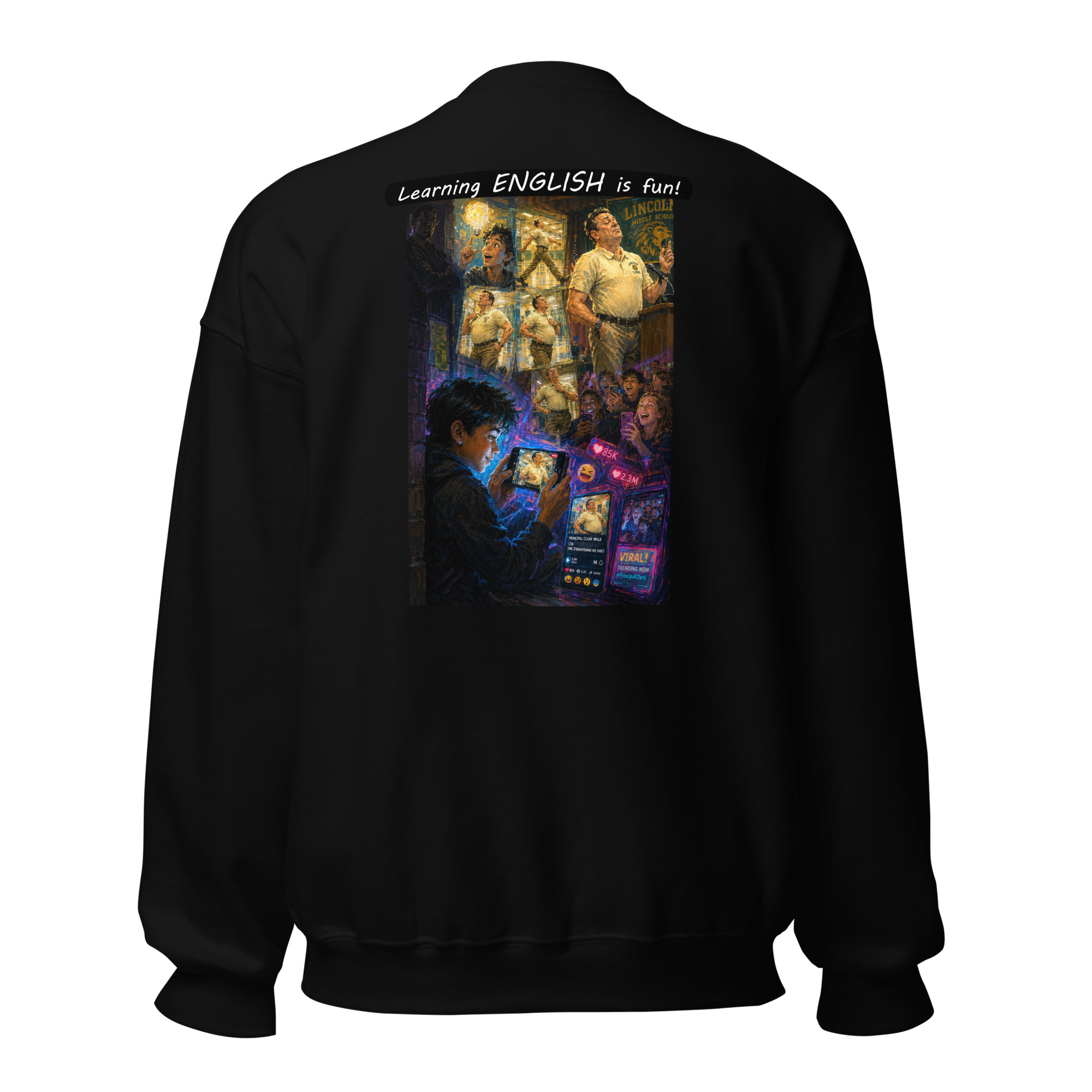 Unisex Crew Neck Sweatshirt - Learning ENGLISH is fun! - The Influencer - Image 5