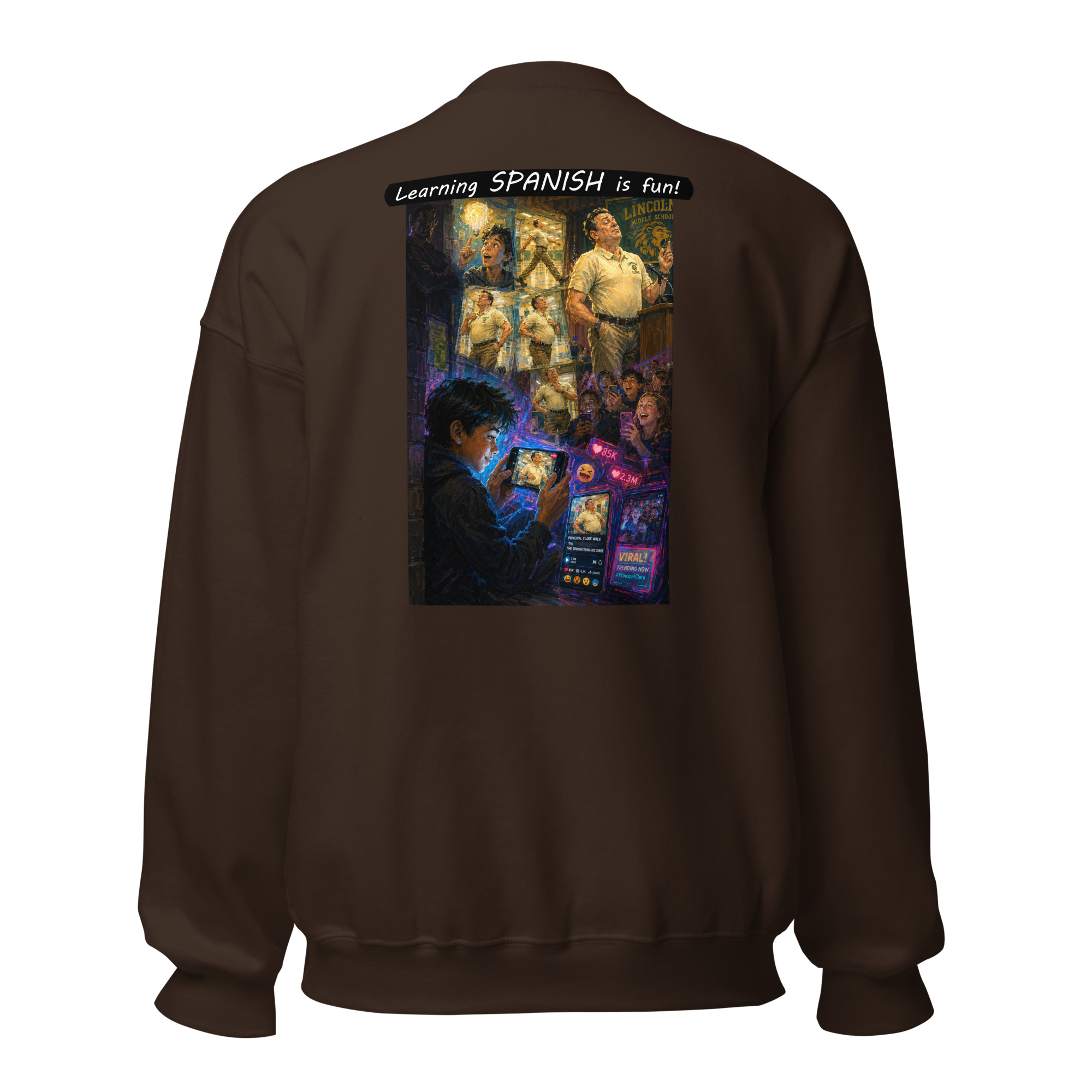 Unisex Crew Neck Sweatshirt - Learning SPANISH is fun! - The Influencer - Image 12