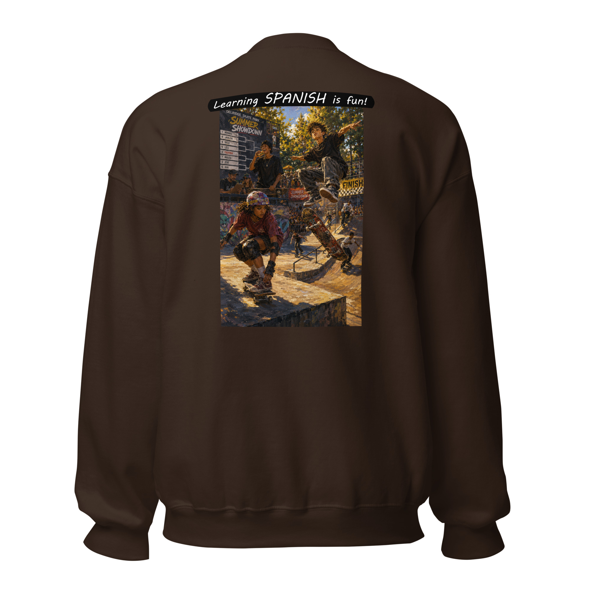 Unisex Crew Neck Sweatshirt - Learning SPANISH is fun! - The Summer Showdown - Image 9