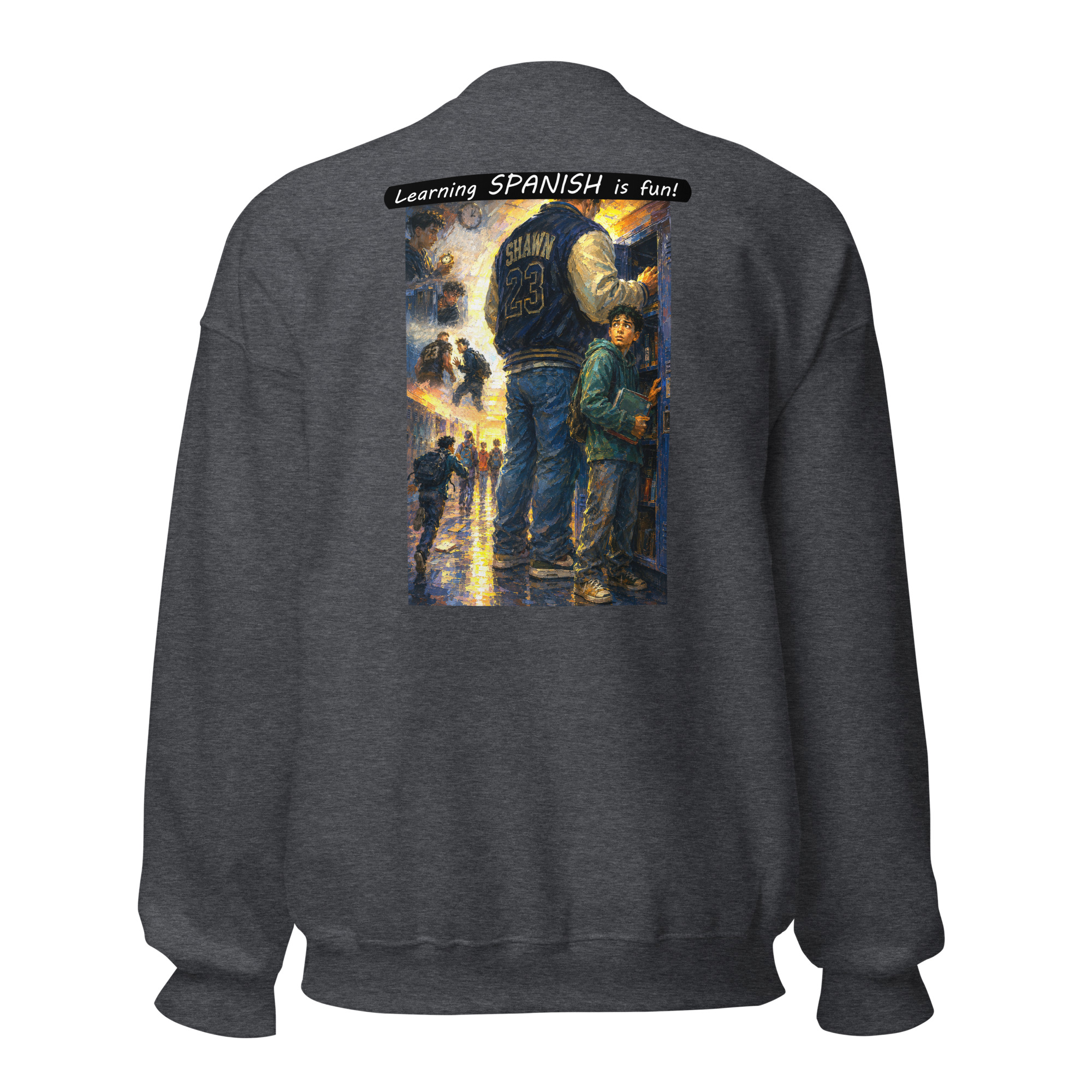 Unisex Crew Neck Sweatshirt - Learning SPANISH is fun! - The School Locker - Image 9