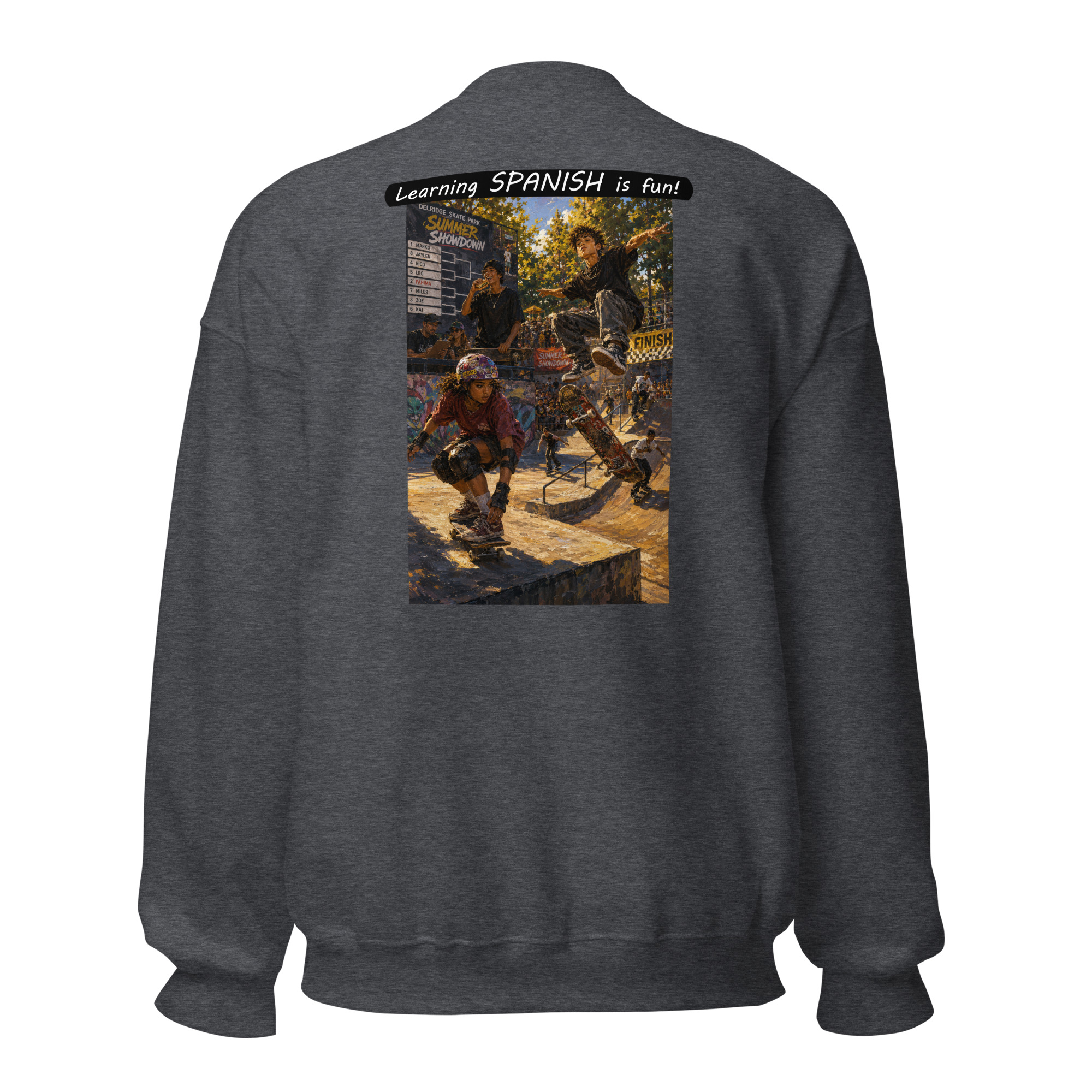 Unisex Crew Neck Sweatshirt - Learning SPANISH is fun! - The Summer Showdown - Image 5