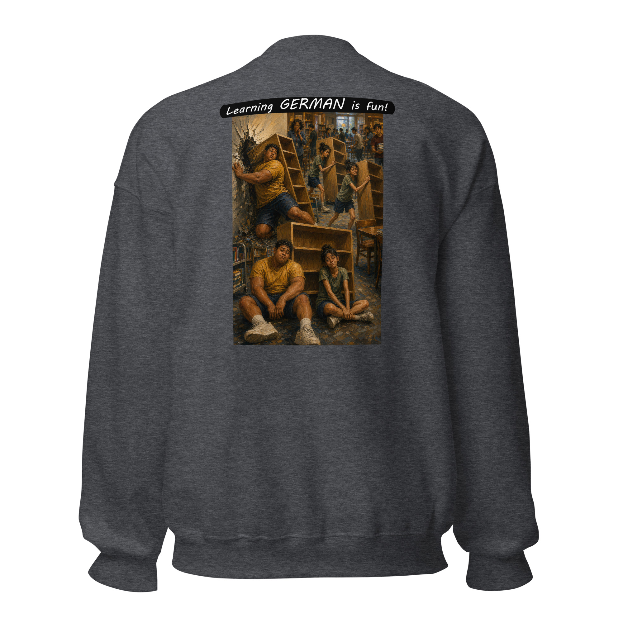 Unisex Crew Neck Sweatshirt - Learning GERMAN is fun! - Fair Trade - Image 5