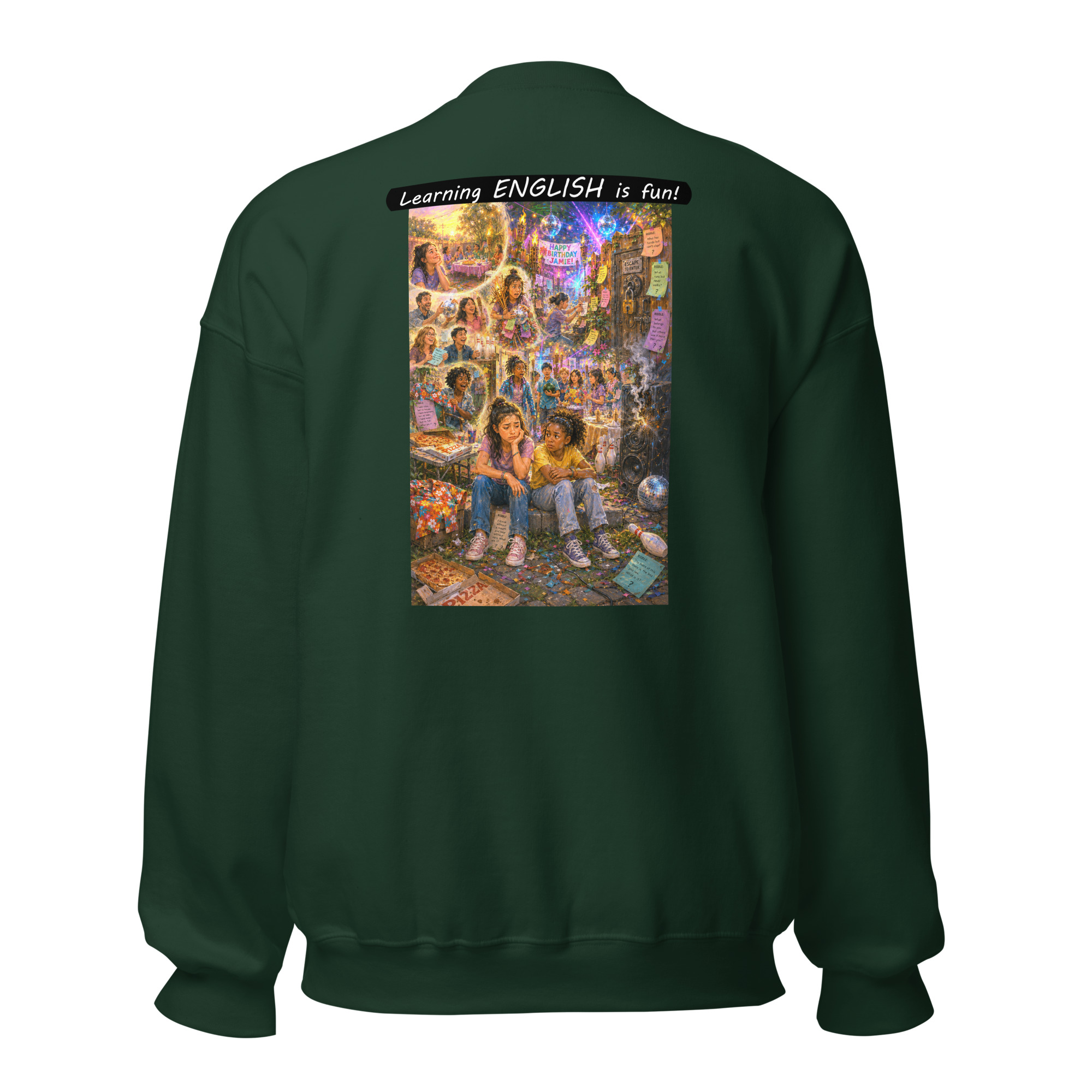Unisex Crew Neck Sweatshirt - Learning ENGLISH is fun! - The Surprise Party - Image 47