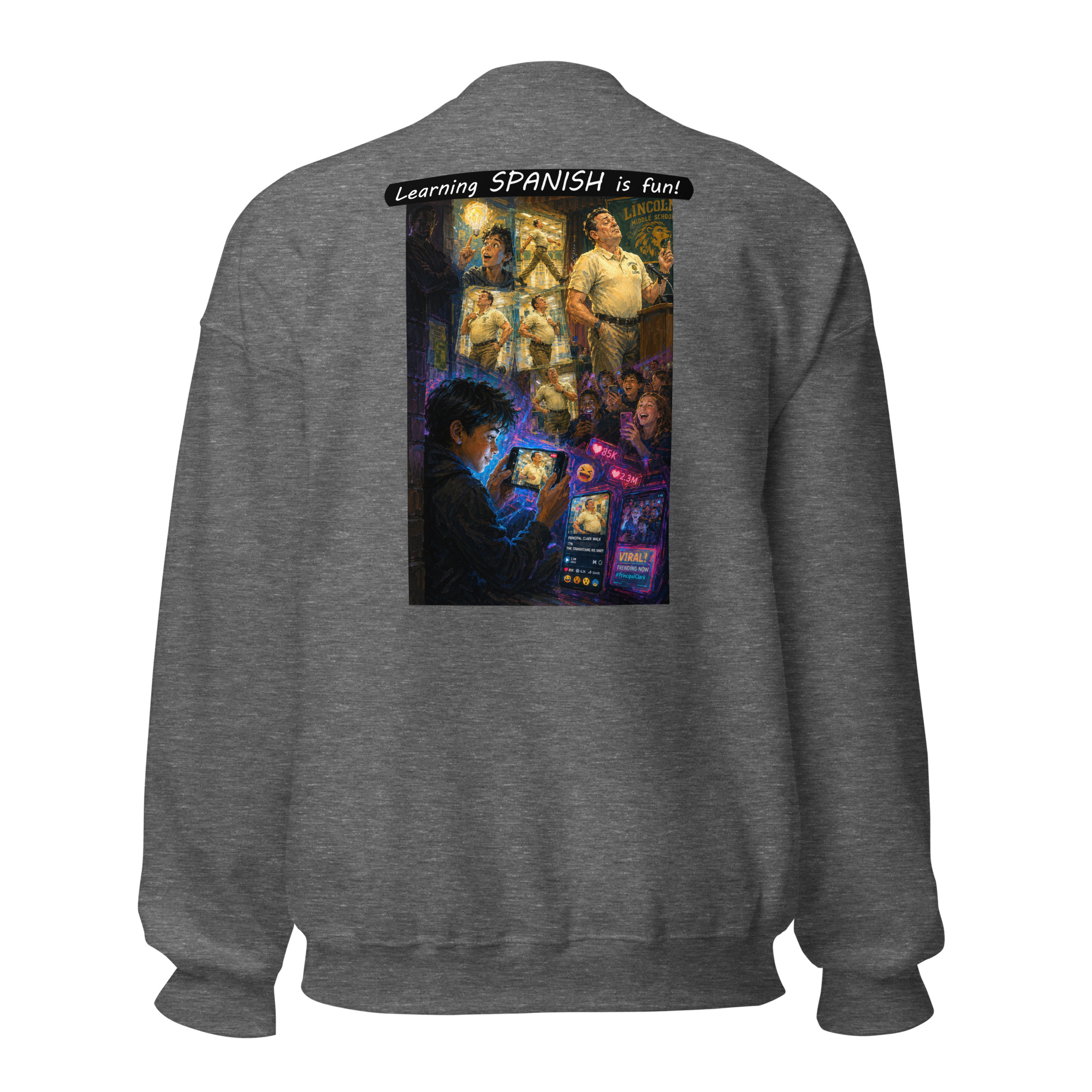 Unisex Crew Neck Sweatshirt - Learning SPANISH is fun! - The Influencer - Image 26