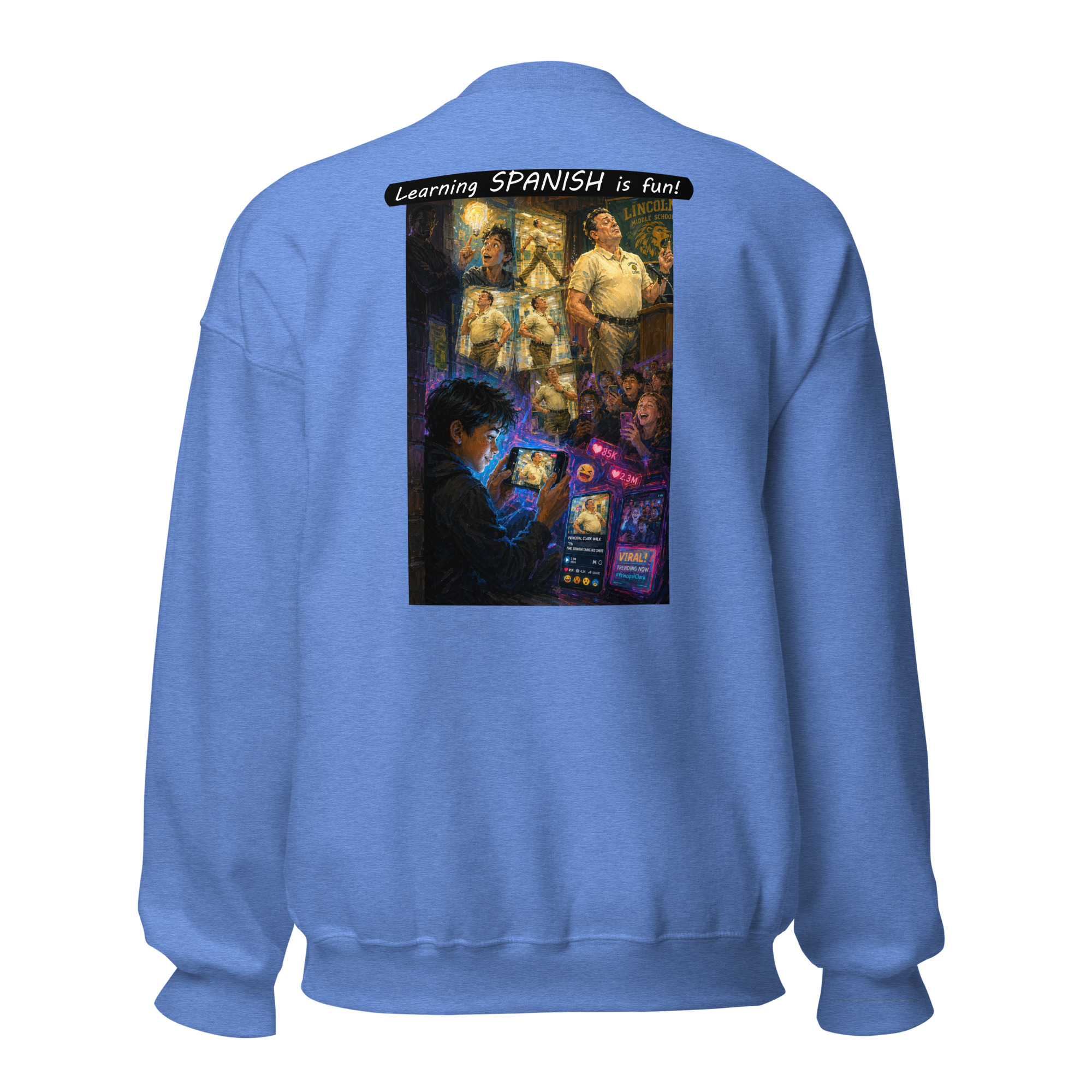 Unisex Crew Neck Sweatshirt - Learning SPANISH is fun! - The Influencer - Image 28