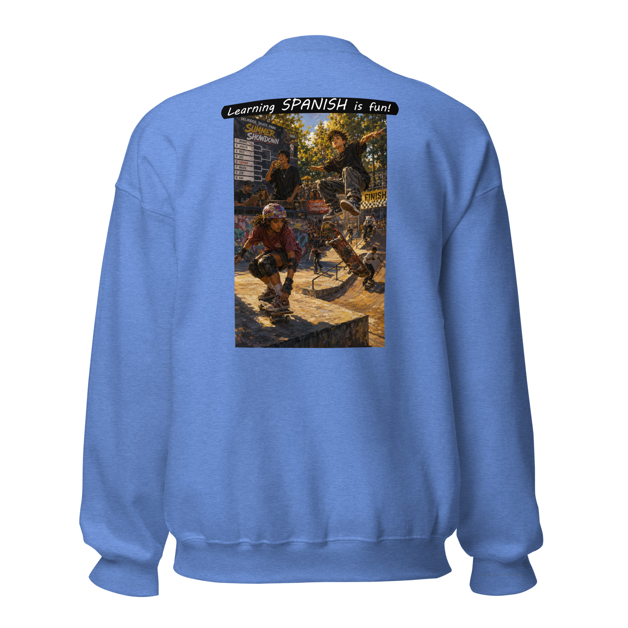 Unisex Crew Neck Sweatshirt - Learning SPANISH is fun! - The Summer Showdown - Image 27