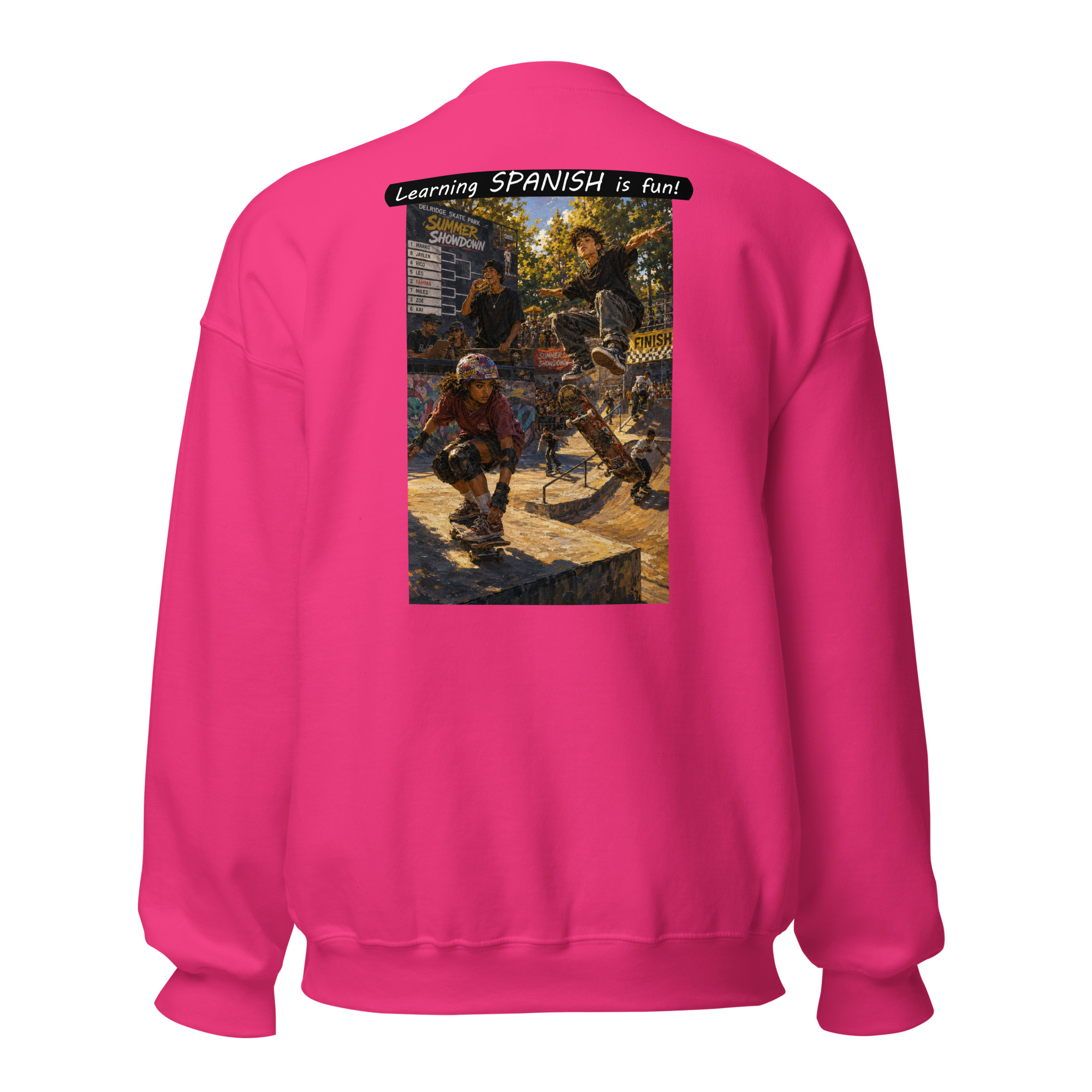 Unisex Crew Neck Sweatshirt - Learning SPANISH is fun! - The Summer Showdown - Image 21