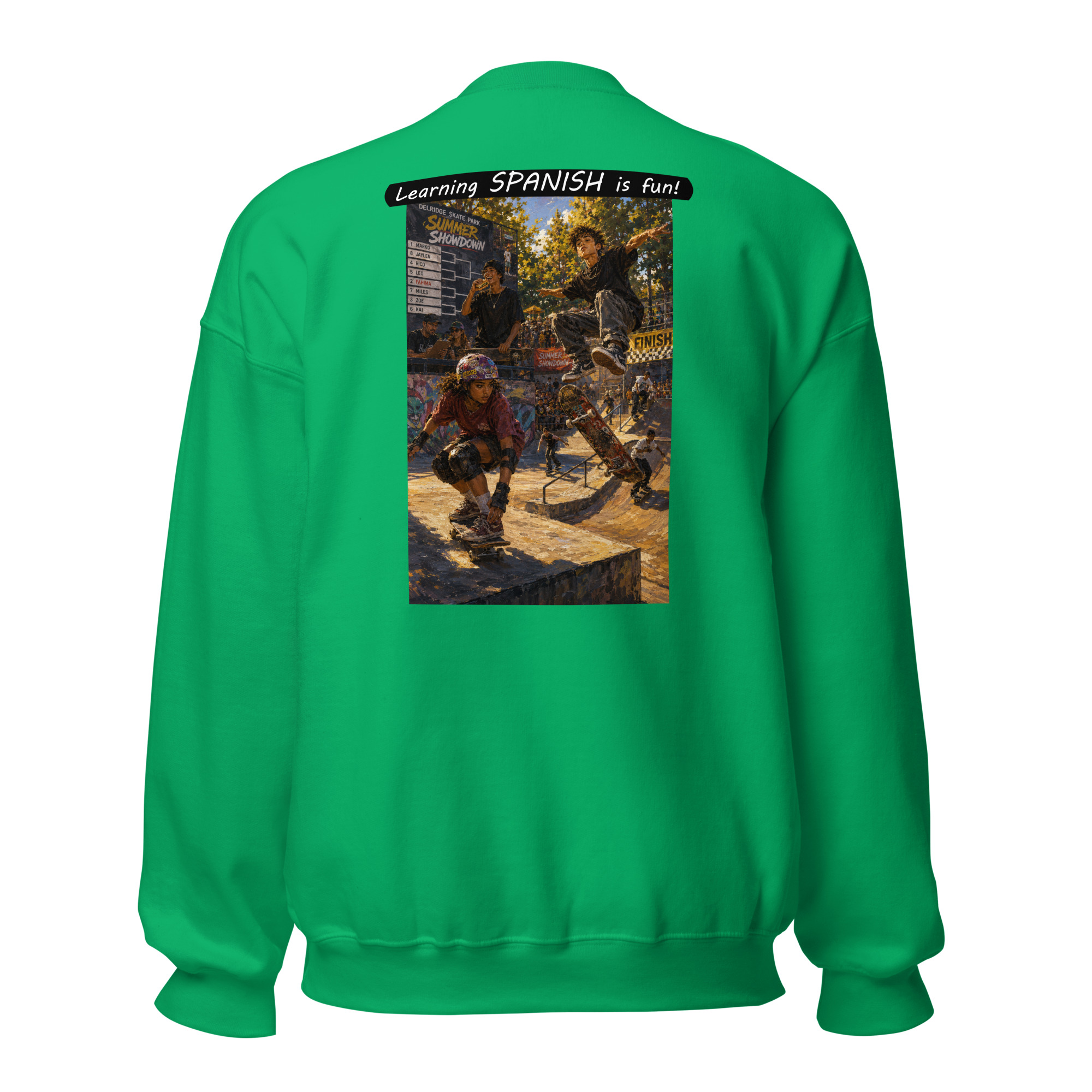 Unisex Crew Neck Sweatshirt - Learning SPANISH is fun! - The Summer Showdown - Image 7