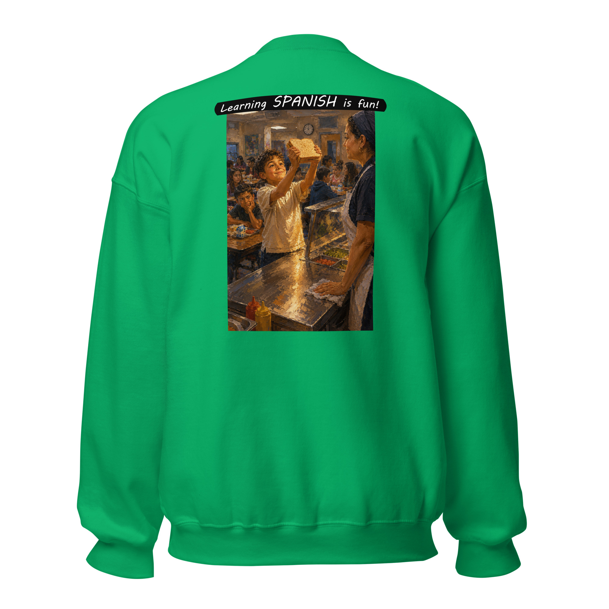 Unisex Crew Neck Sweatshirt - Learning SPANISH is fun! - Crusty Roof Tiles - Image 7
