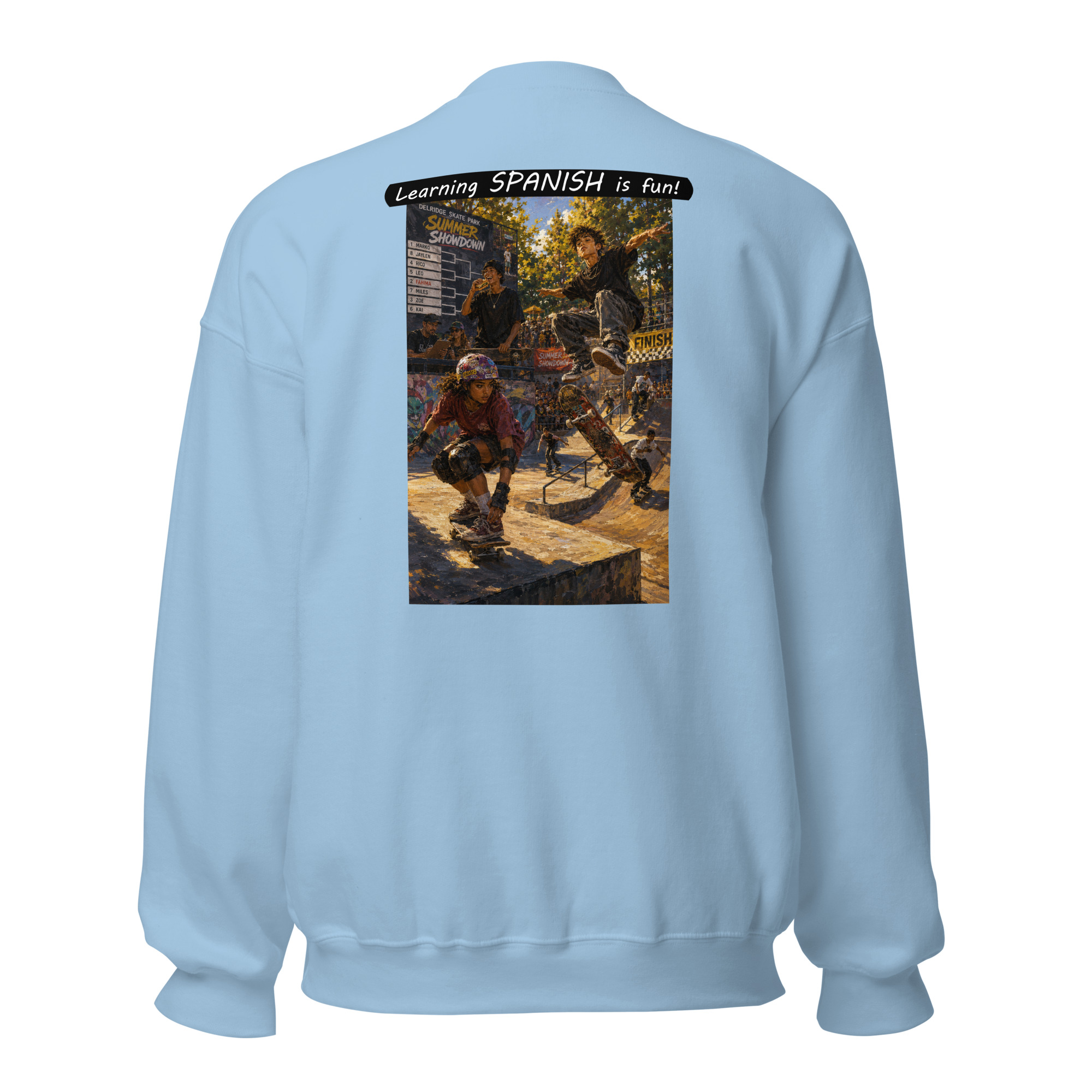 Unisex Crew Neck Sweatshirt - Learning SPANISH is fun! - The Summer Showdown - Image 25