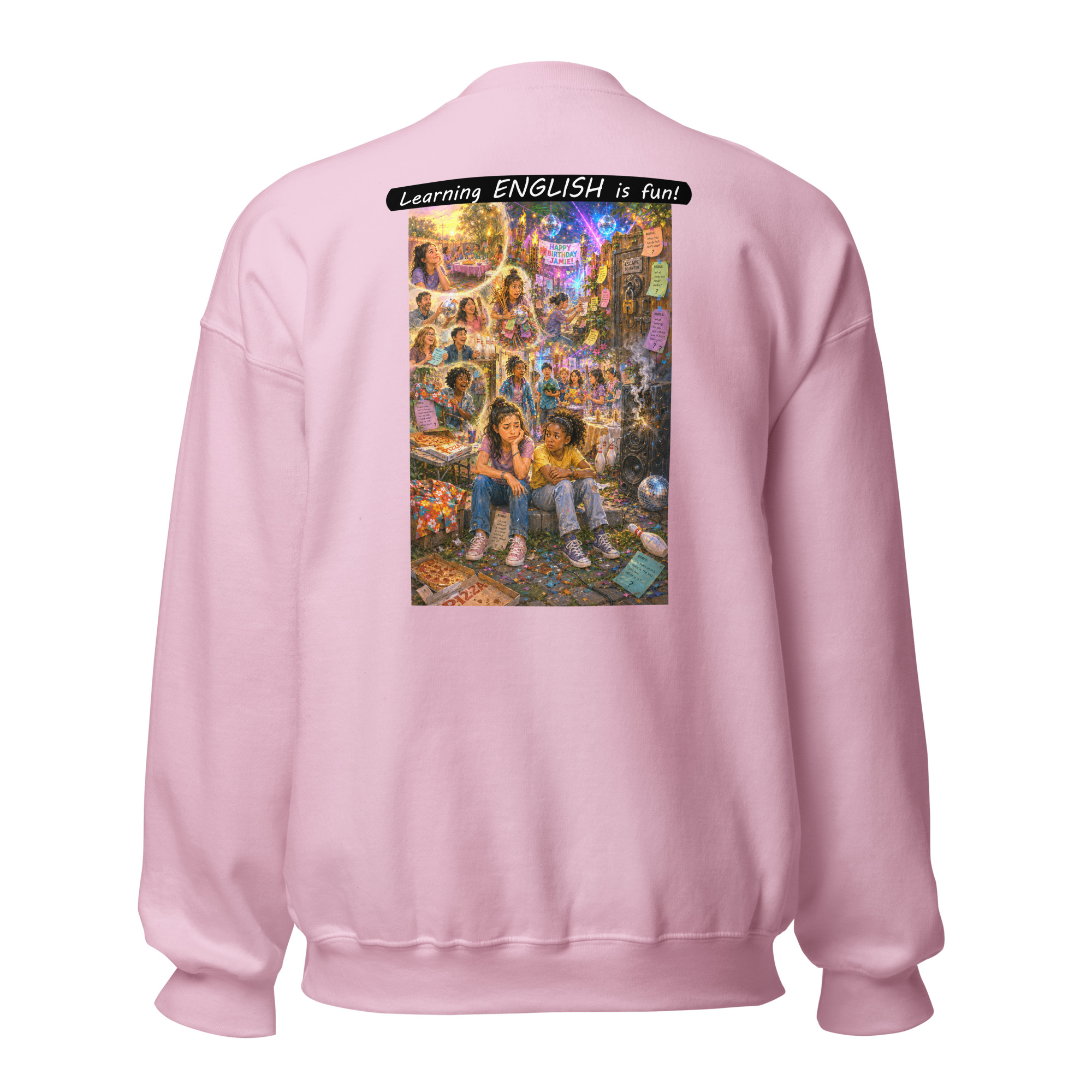 Unisex Crew Neck Sweatshirt - Learning ENGLISH is fun! - The Surprise Party - Image 17