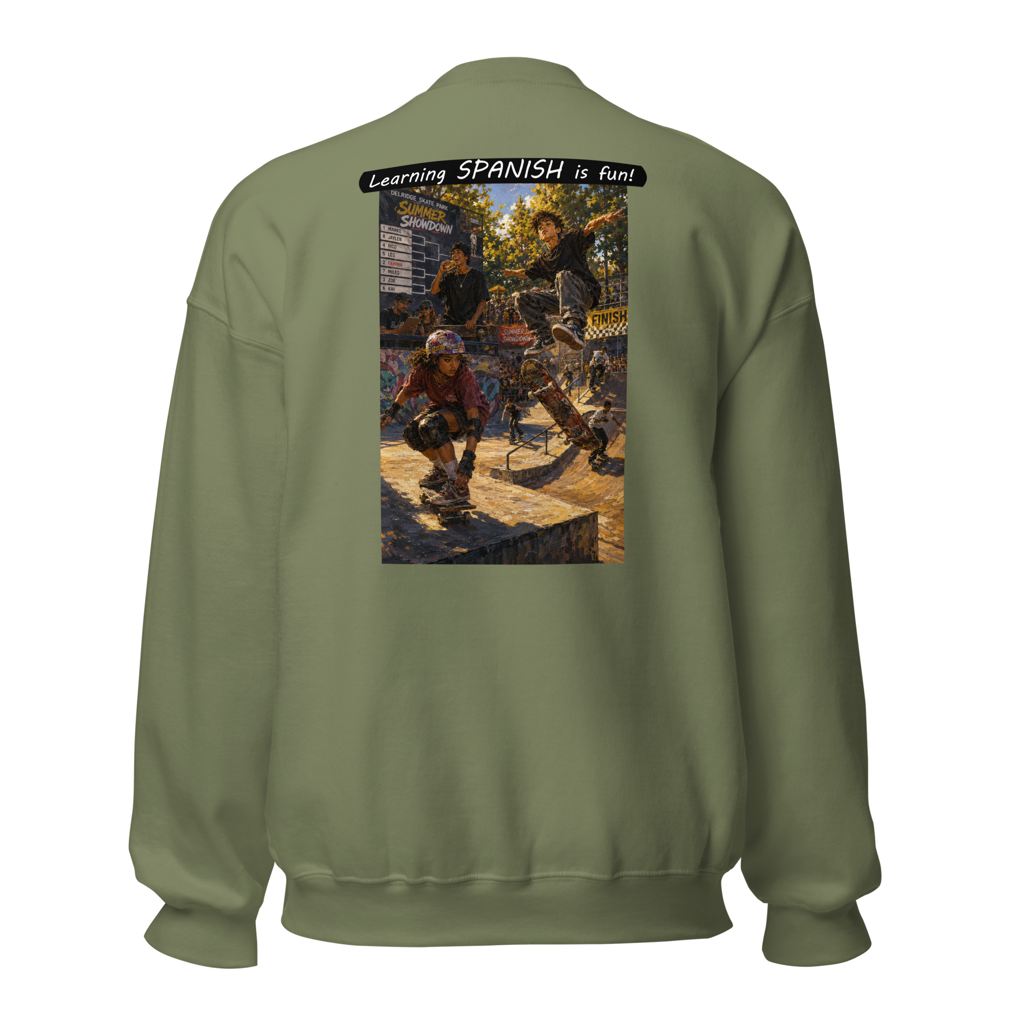 Unisex Crew Neck Sweatshirt - Learning SPANISH is fun! - The Summer Showdown - Image 33