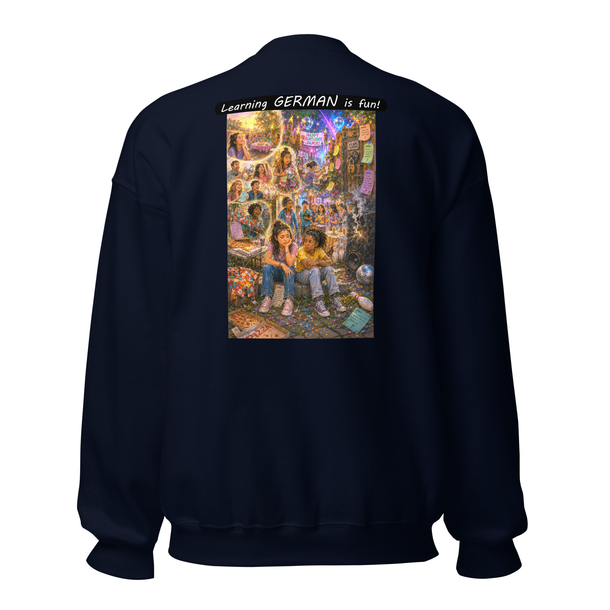 Unisex Crew Neck Sweatshirt - Learning GERMAN is fun! - The Surprise Party - Image 19