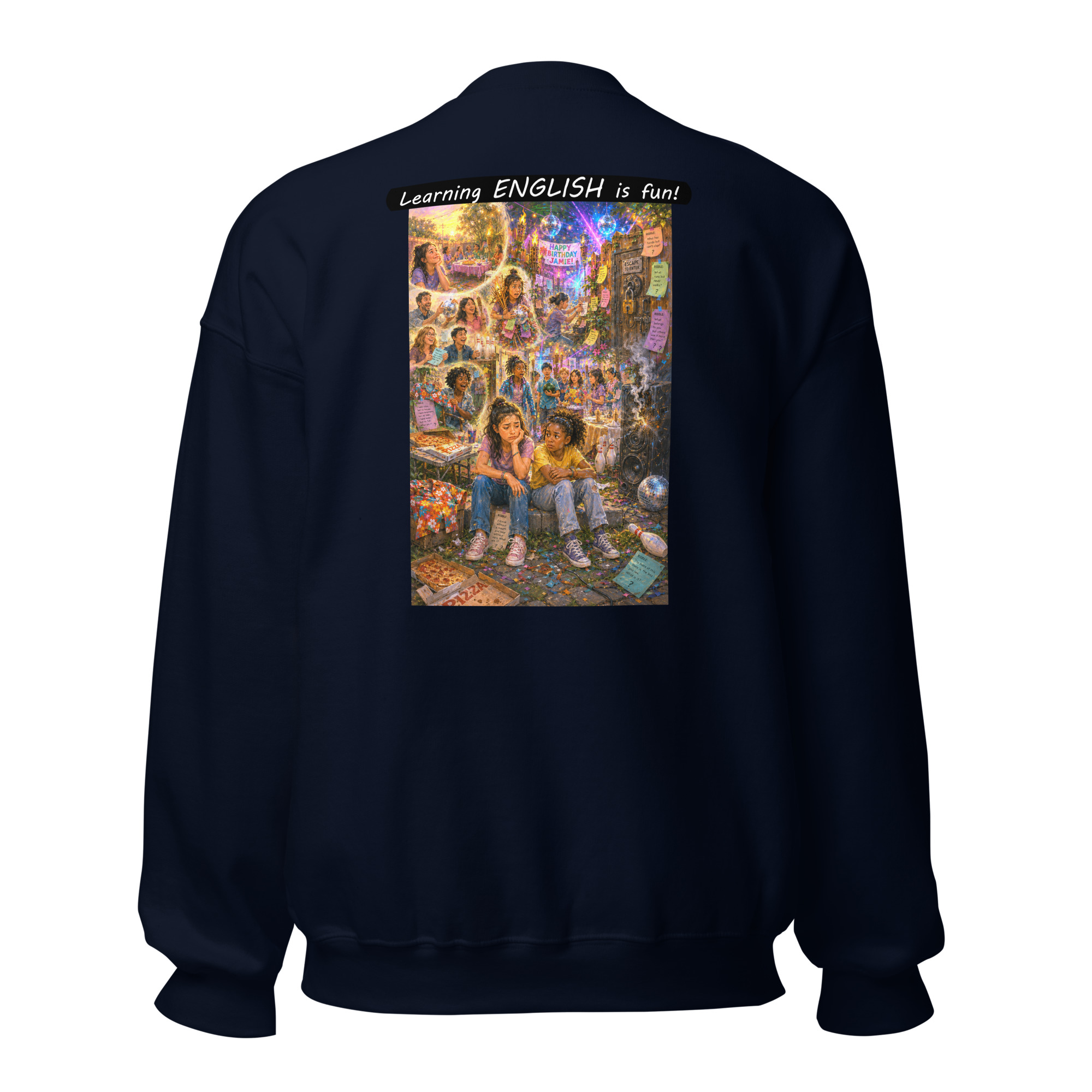 Unisex Crew Neck Sweatshirt - Learning ENGLISH is fun! - The Surprise Party - Image 19