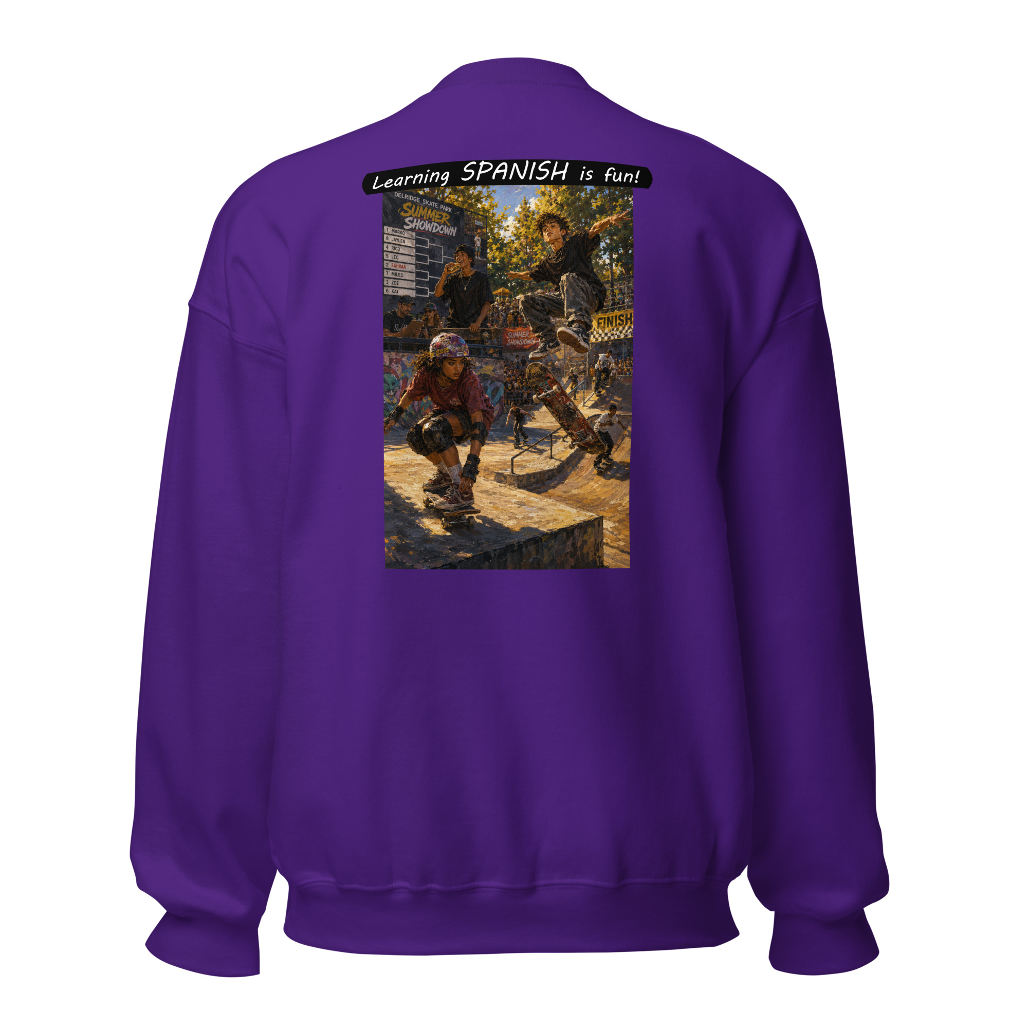 Unisex Crew Neck Sweatshirt - Learning SPANISH is fun! - The Summer Showdown - Image 29