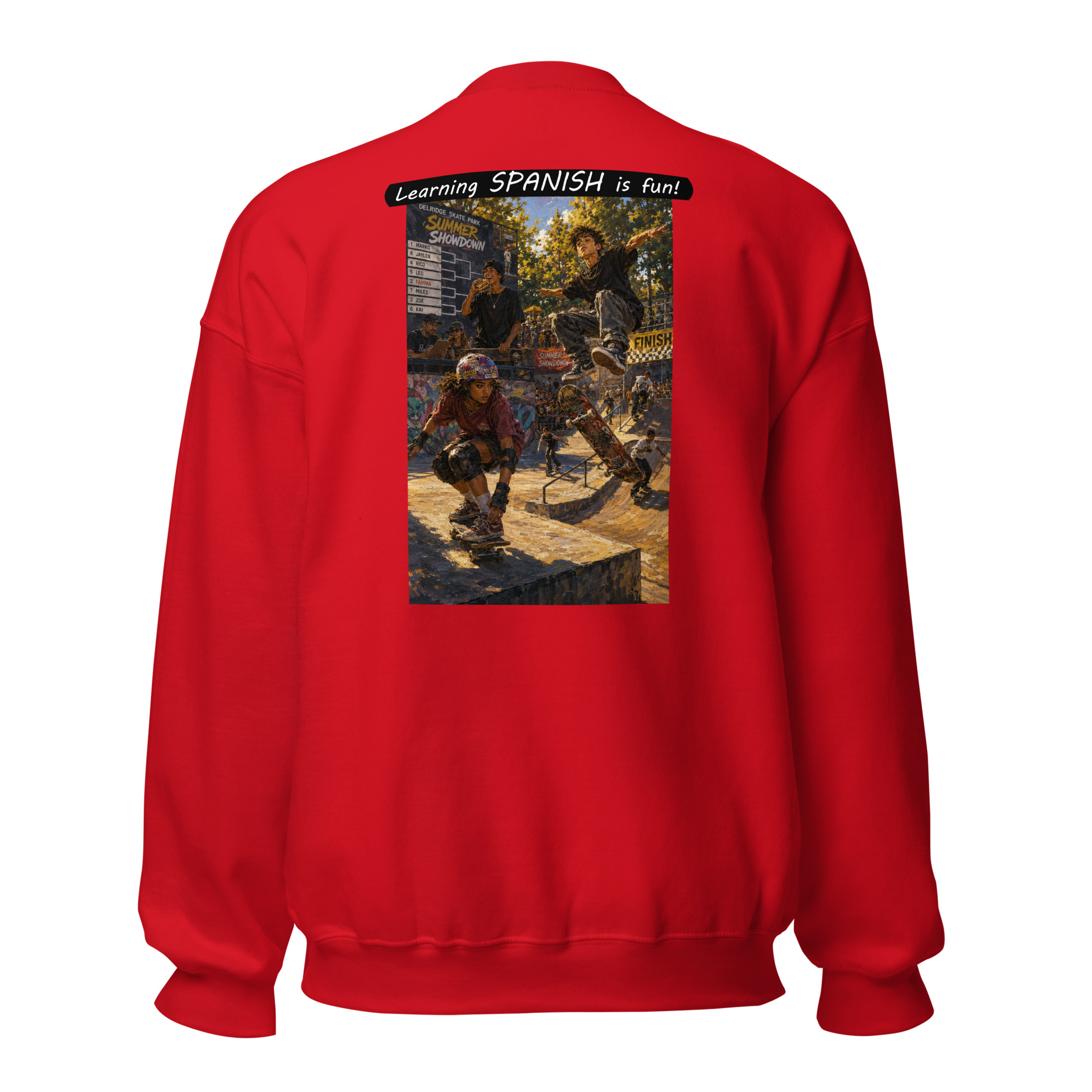 Unisex Crew Neck Sweatshirt - Learning SPANISH is fun! - The Summer Showdown - Image 39
