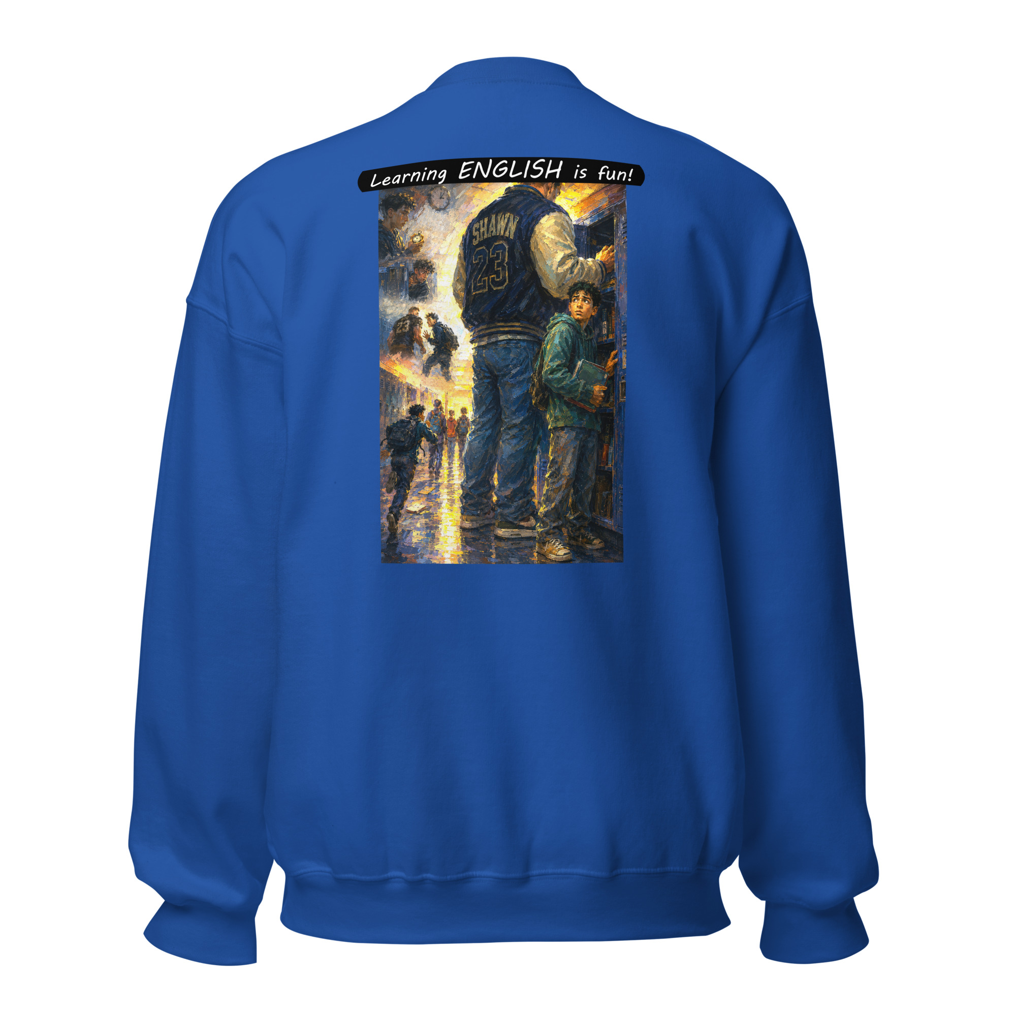 Unisex Crew Neck Sweatshirt - Learning ENGLISH is fun! - The School Locker - Image 2