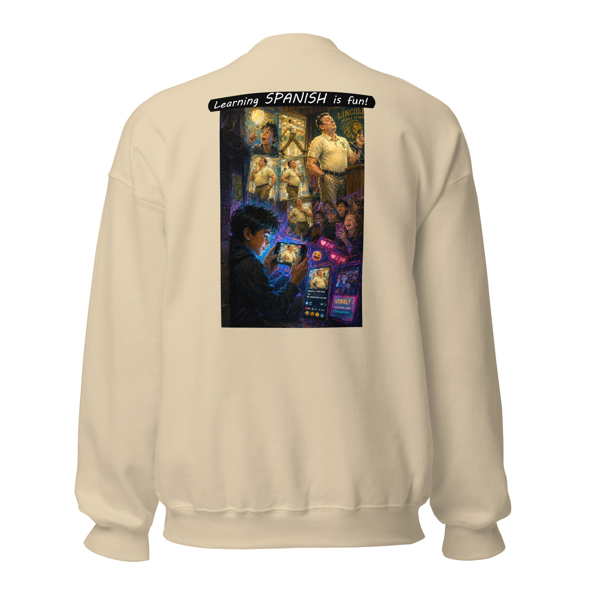 Unisex Crew Neck Sweatshirt - Learning SPANISH is fun! - The Influencer - Image 38