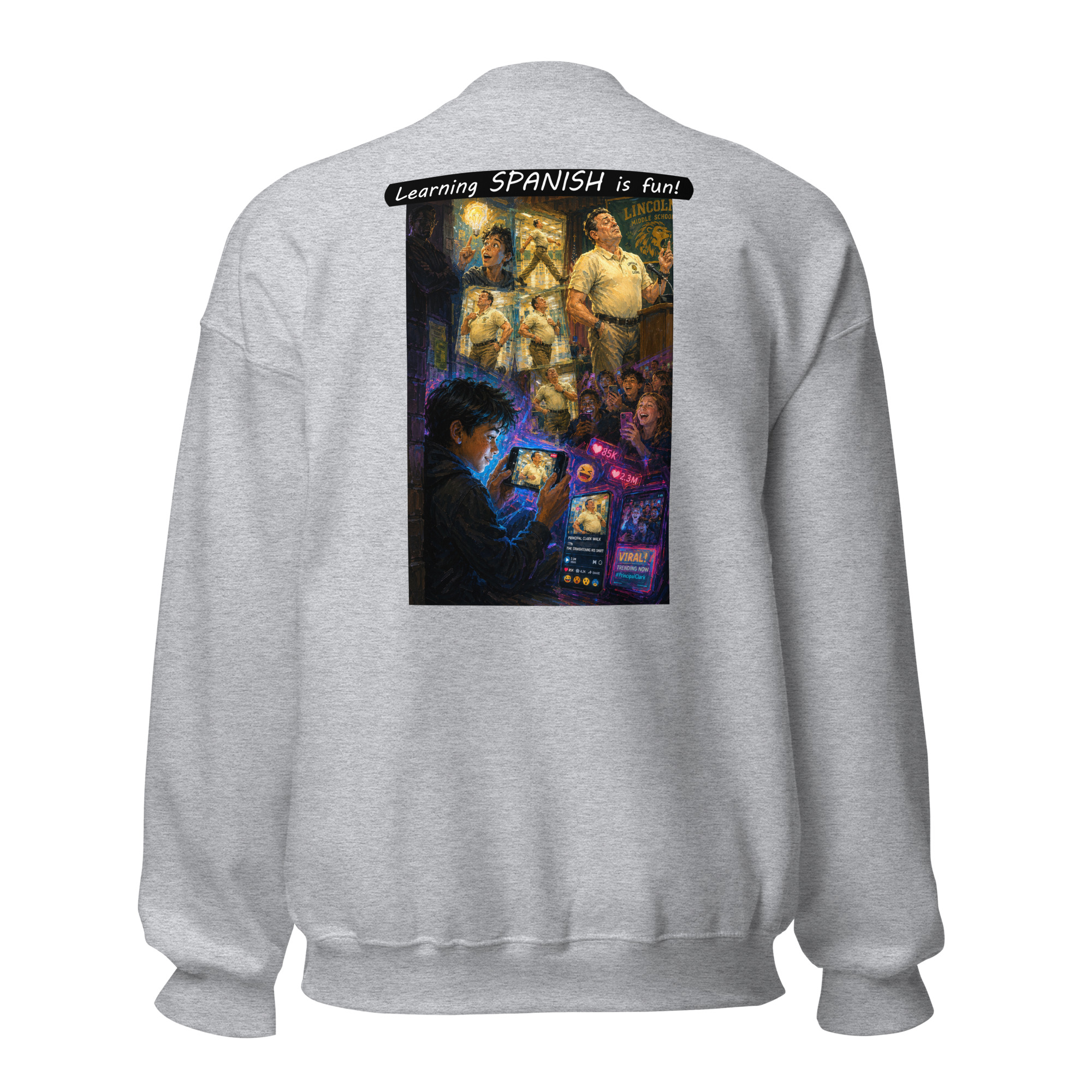 Unisex Crew Neck Sweatshirt - Learning SPANISH is fun! - The Influencer - Image 18