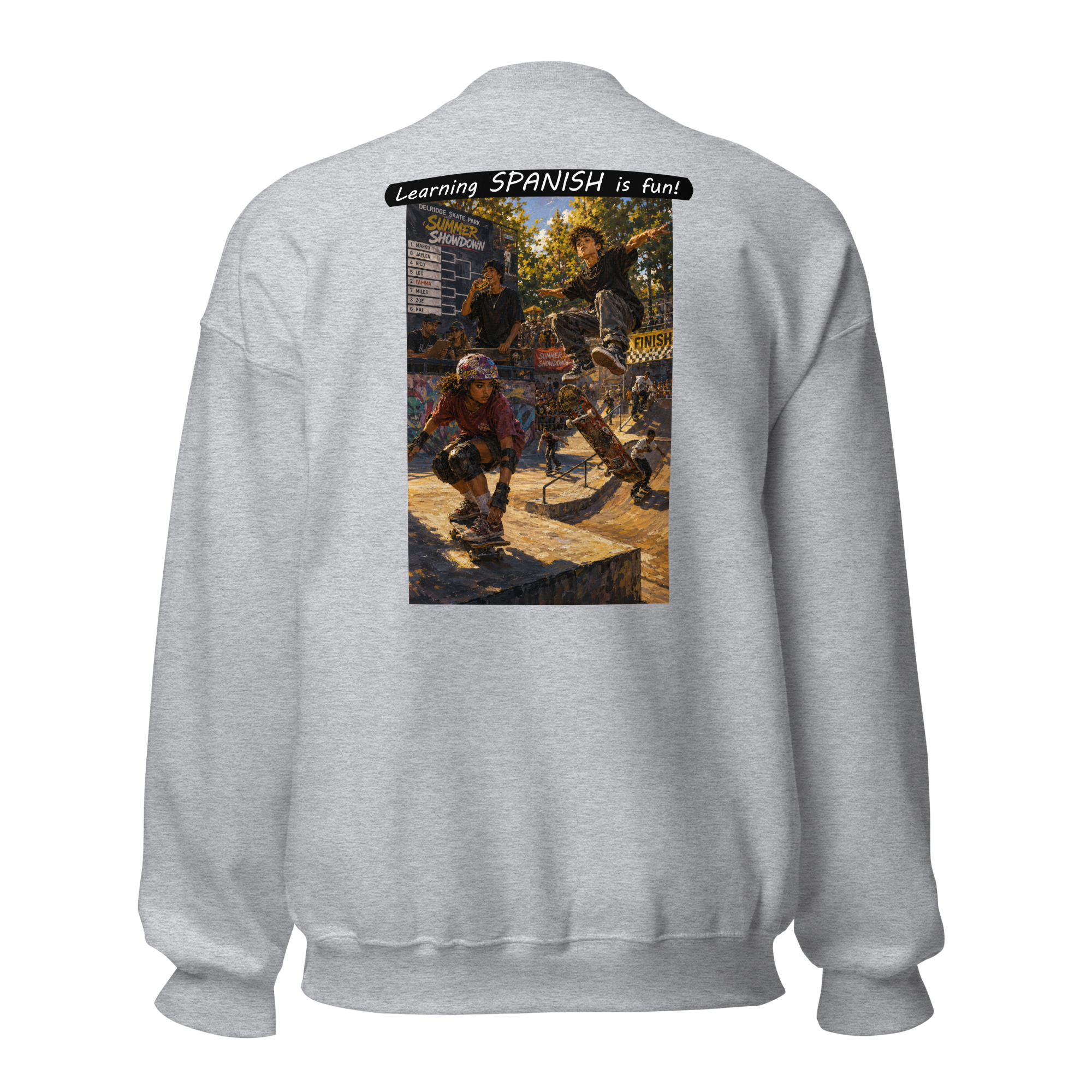 Unisex Crew Neck Sweatshirt - Learning SPANISH is fun! - The Summer Showdown - Image 15