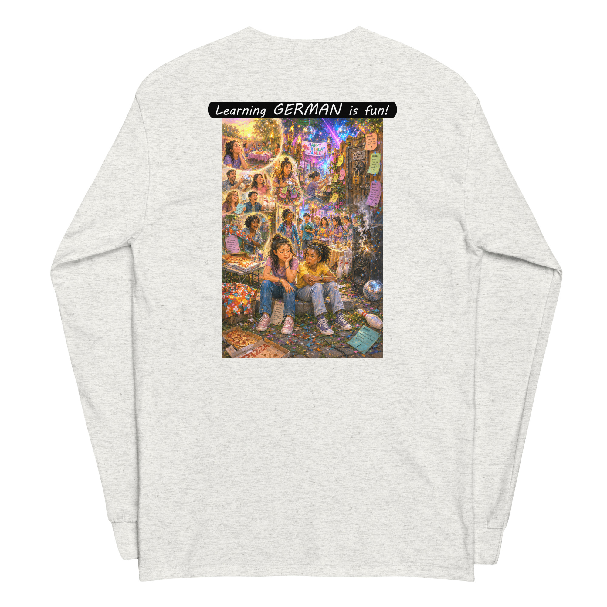 Unisex Long Sleeve Shirt - Learning GERMAN is fun! - The Surprise Party - Image 26
