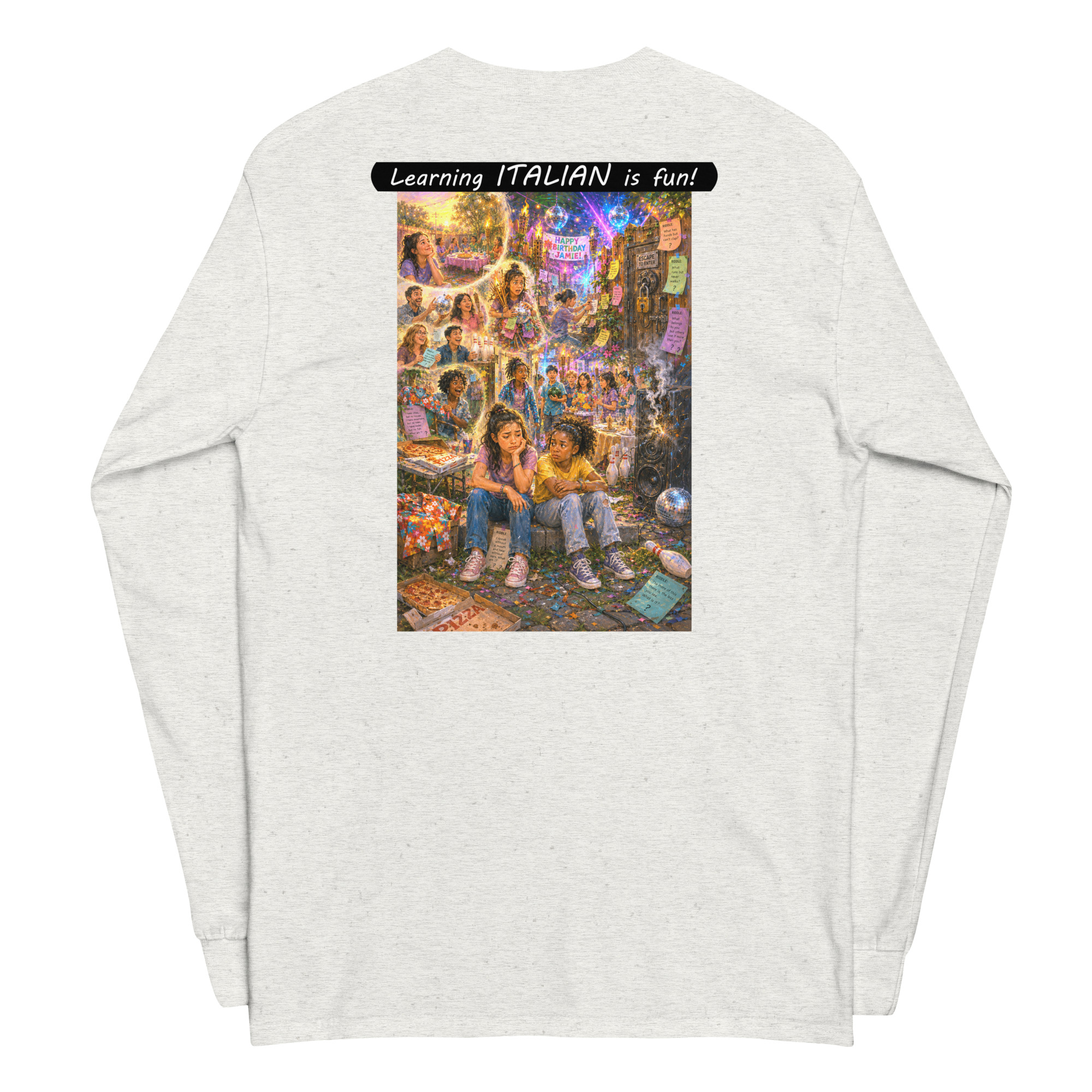 Unisex Long Sleeve Shirt - Learning ITALIAN is fun! - The Surprise Party - Image 28