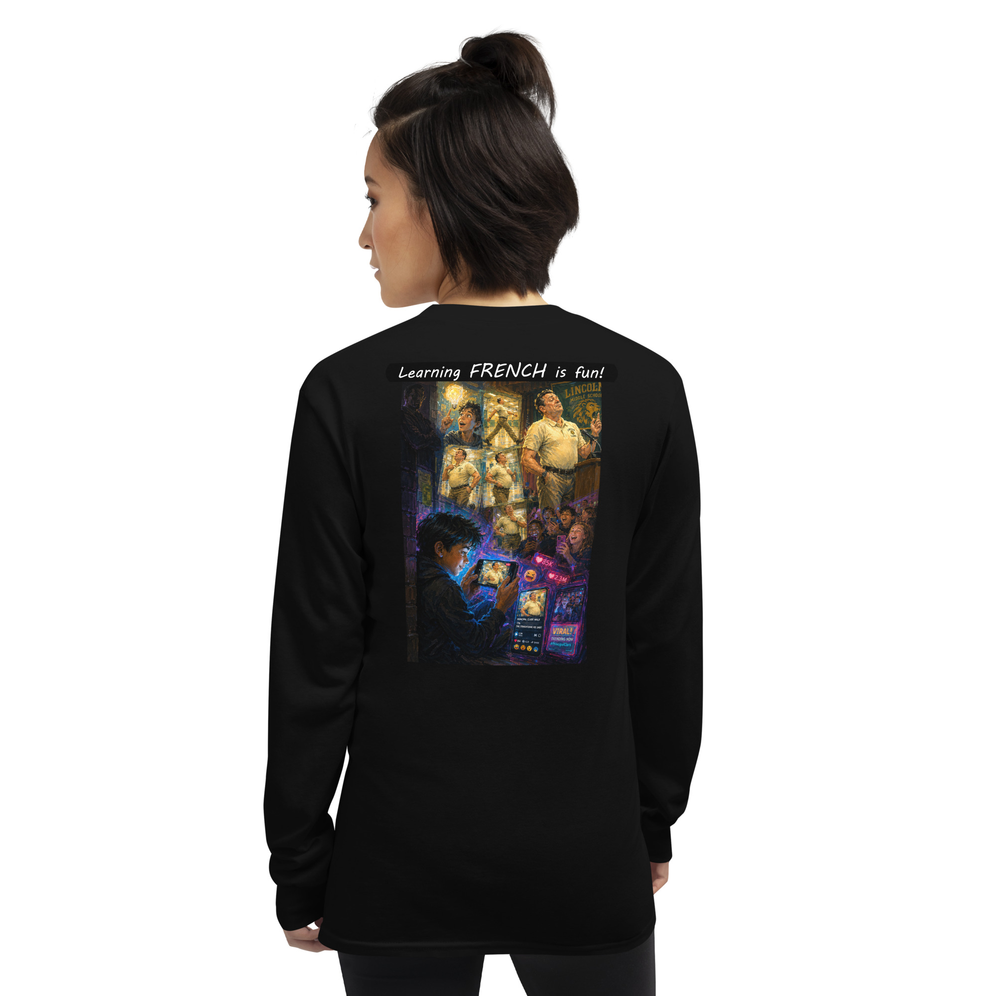 Unisex Long Sleeve Shirt - Learning FRENCH is fun! - The Influencer - Image 3