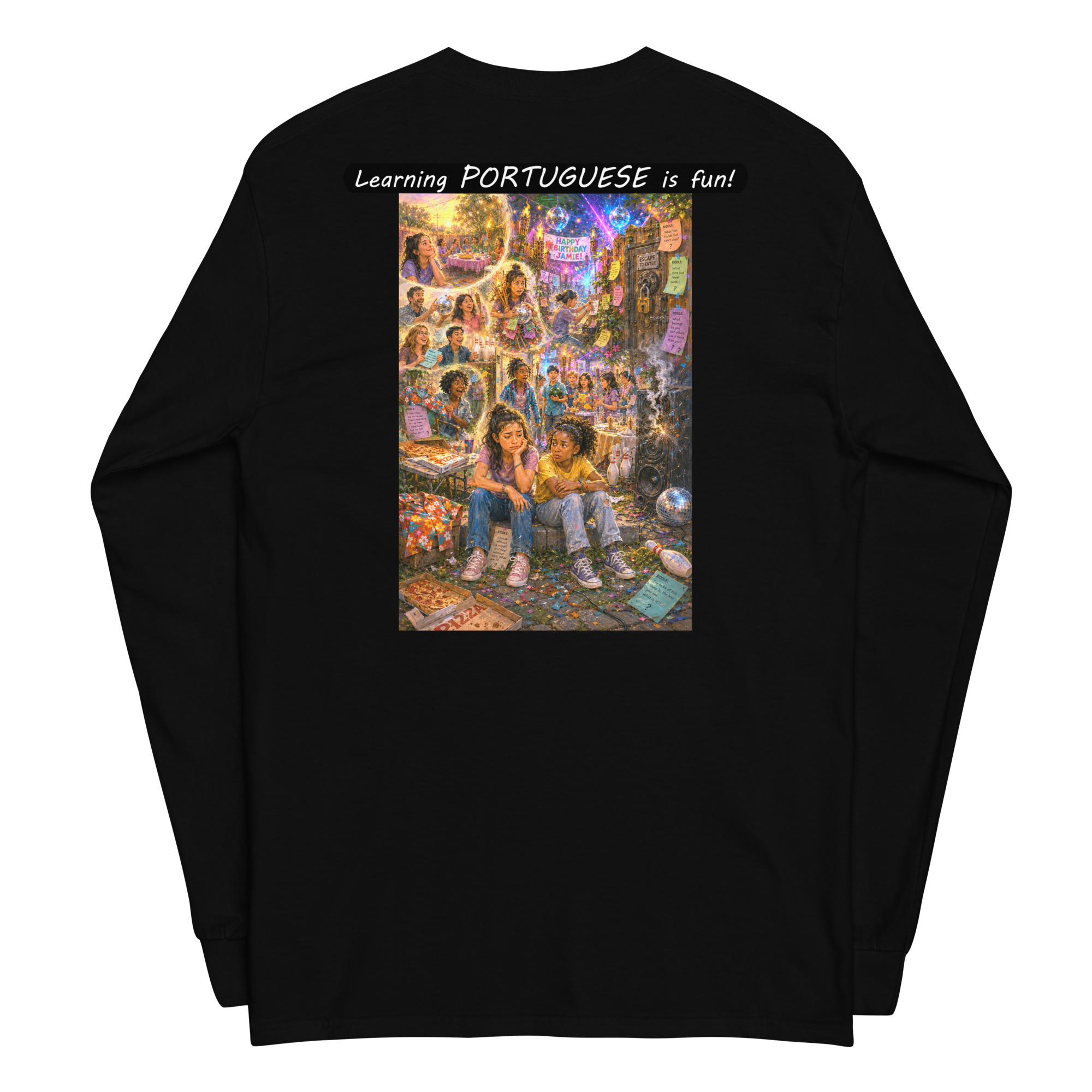 Unisex Long Sleeve Shirt - Learning PORTUGUESE is fun! - The Surprise Party - Image 7