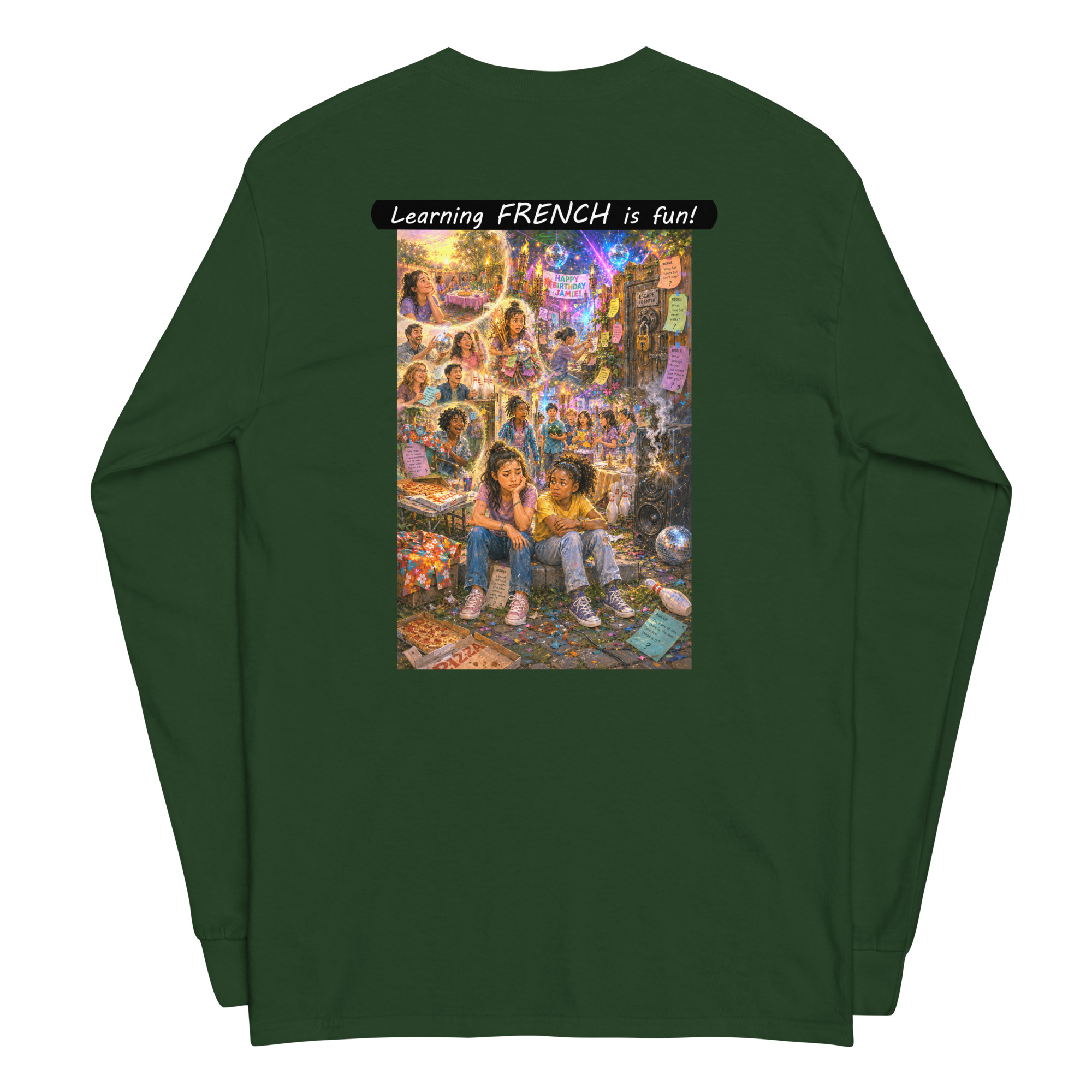 Unisex Long Sleeve Shirt - Learning FRENCH is fun! - The Surprise Party - Image 29