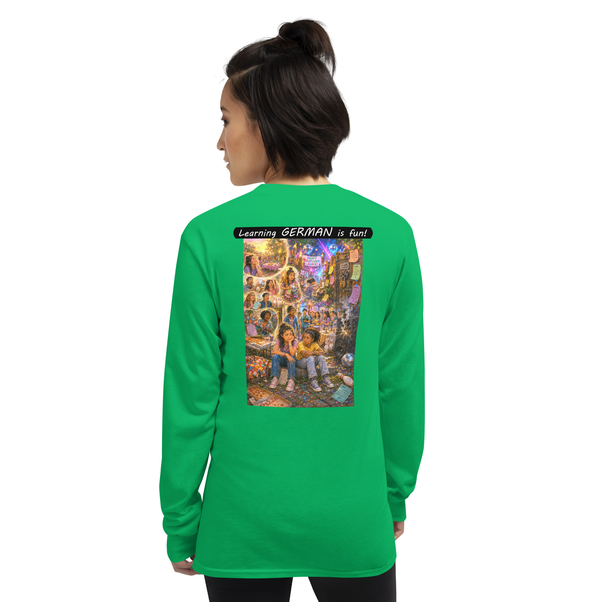 Unisex Long Sleeve Shirt - Learning GERMAN is fun! - The Surprise Party - Image 1