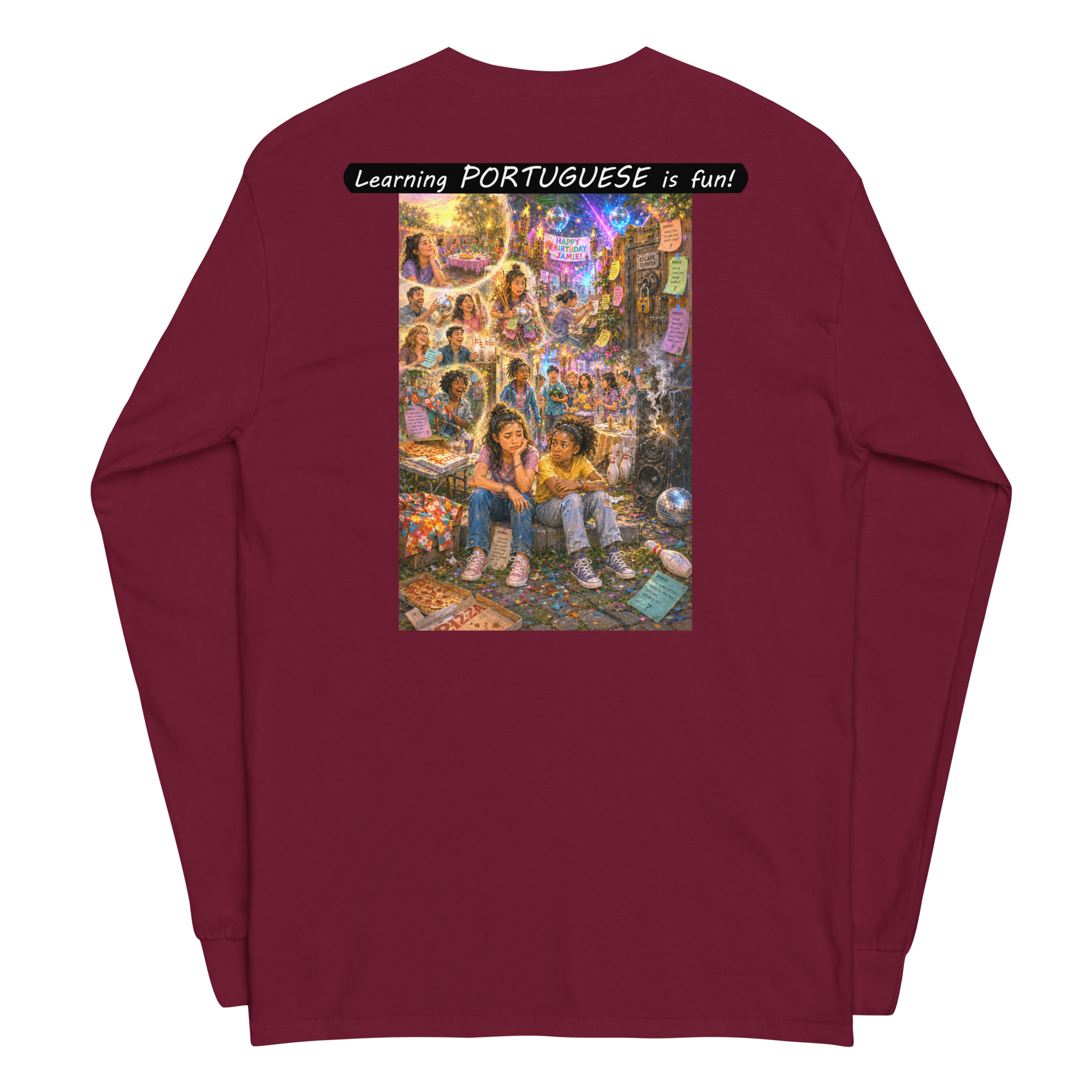 Unisex Long Sleeve Shirt - Learning PORTUGUESE is fun! - The Surprise Party - Image 11